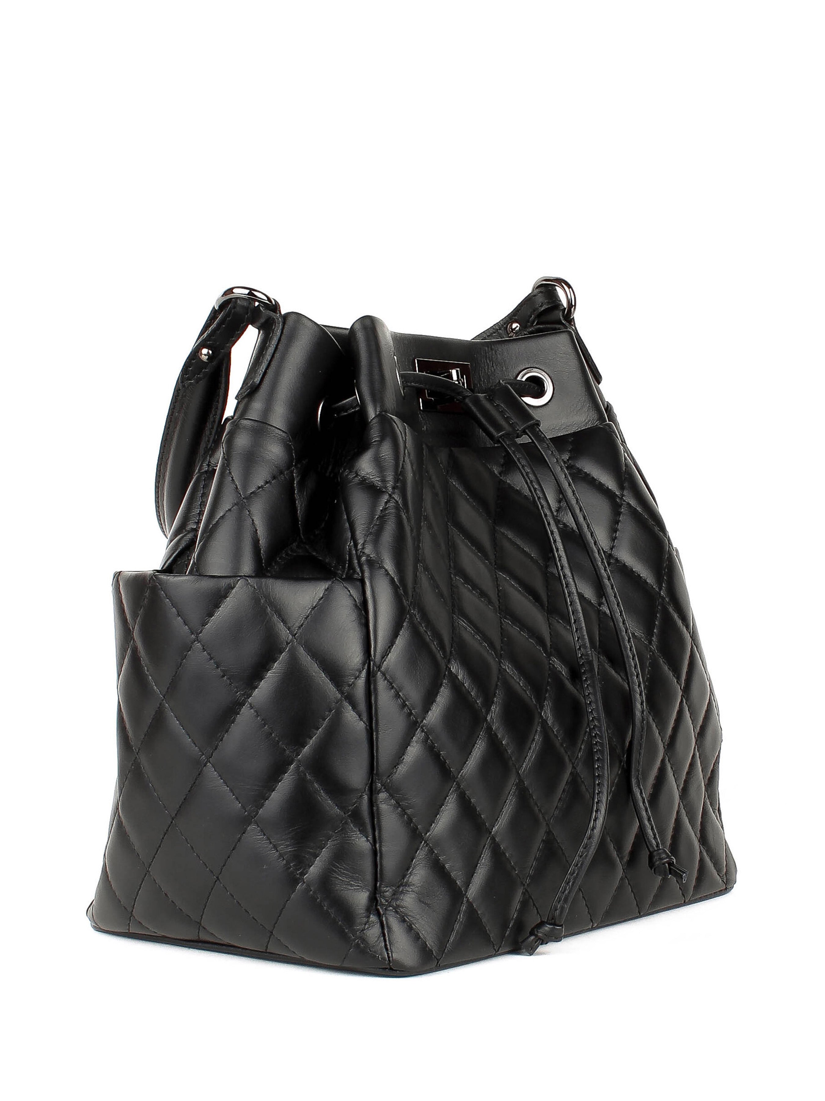 Bolso de hombro de piel italiana Negro 3060-05-37