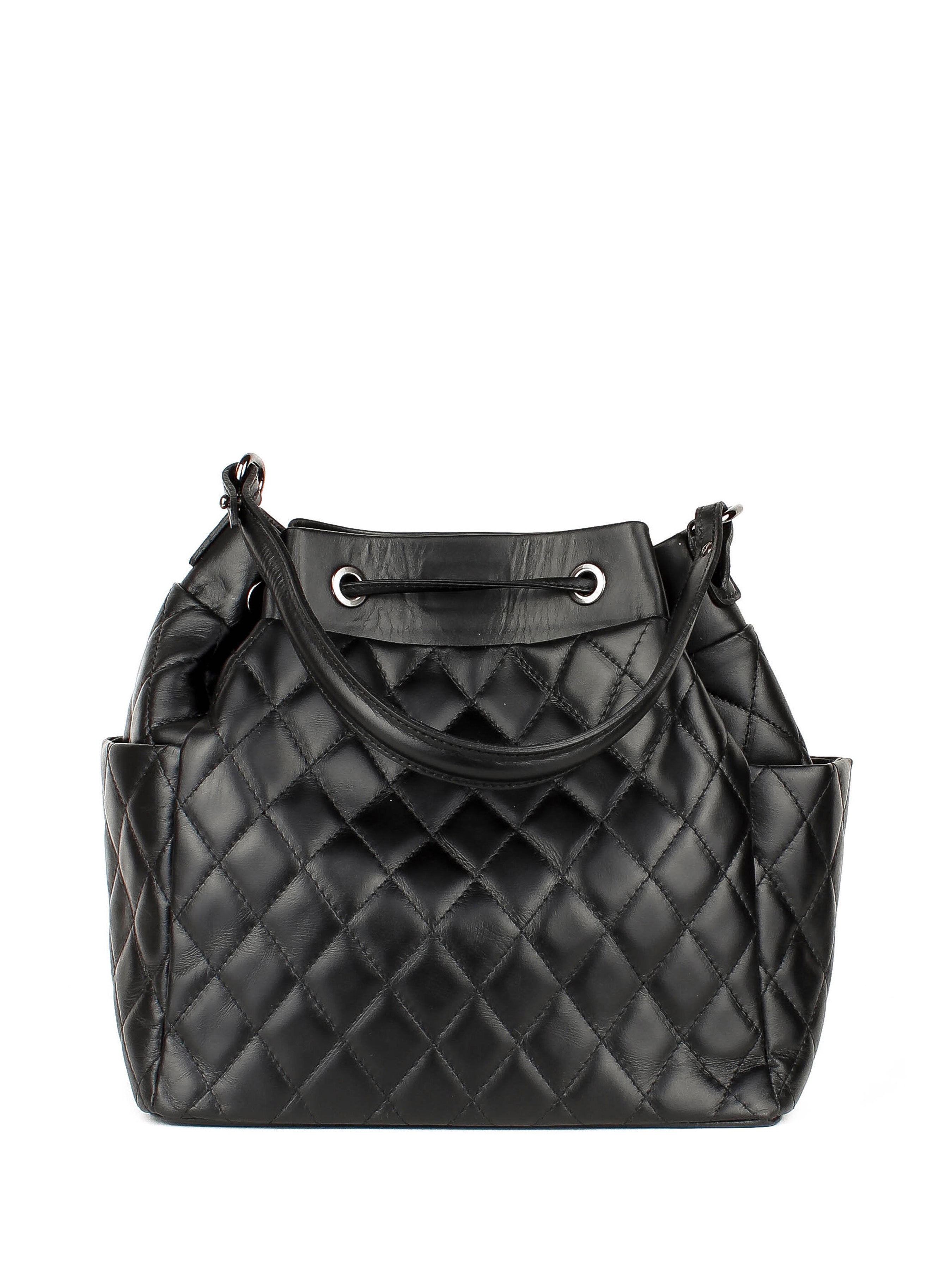 Bolso de hombro de piel italiana Negro 3060-05-37