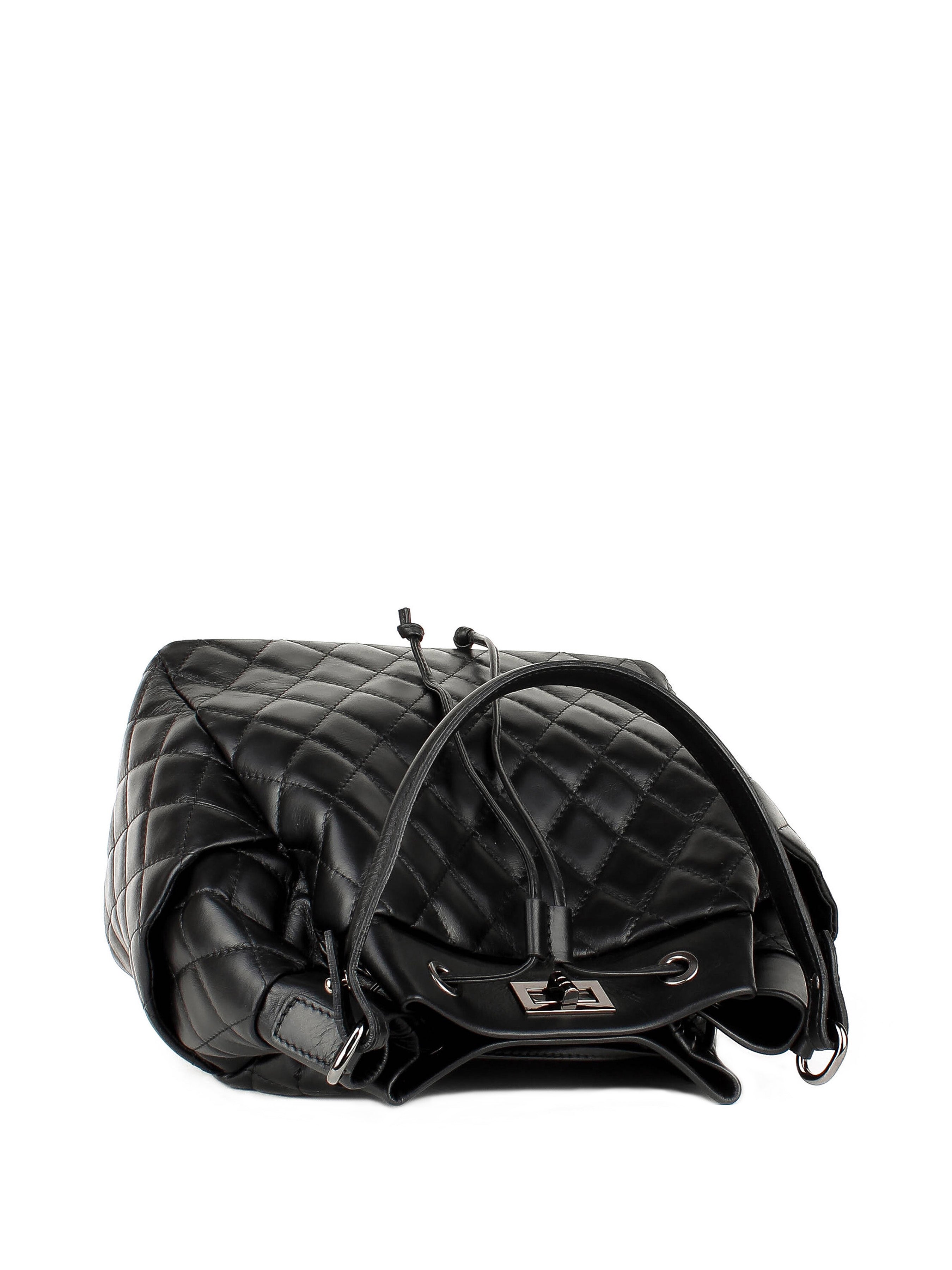 Bolso de hombro de piel italiana Negro 3060-05-37