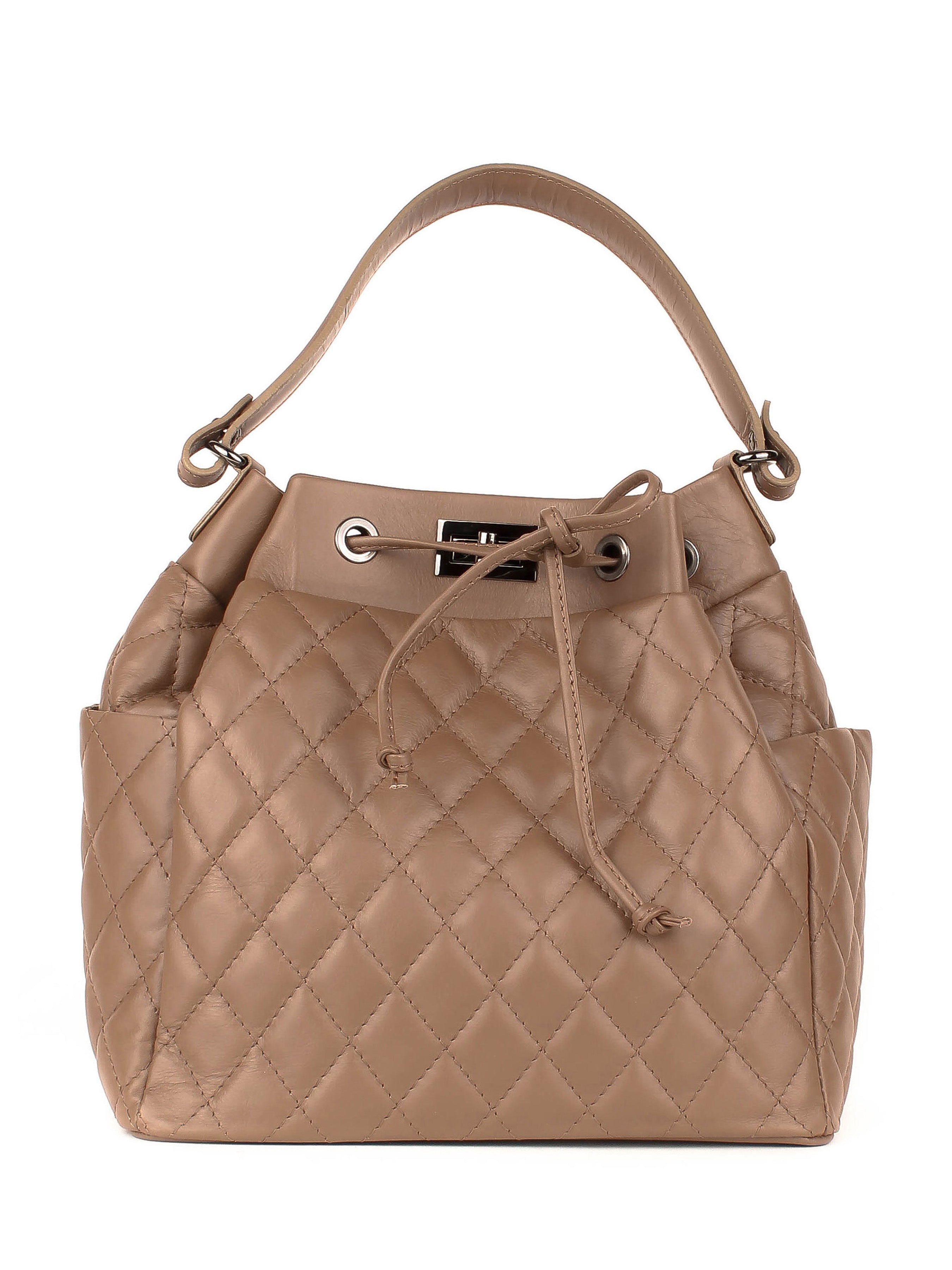 Bolso de hombro de piel italiana Gris, Marrón 3060-104-37