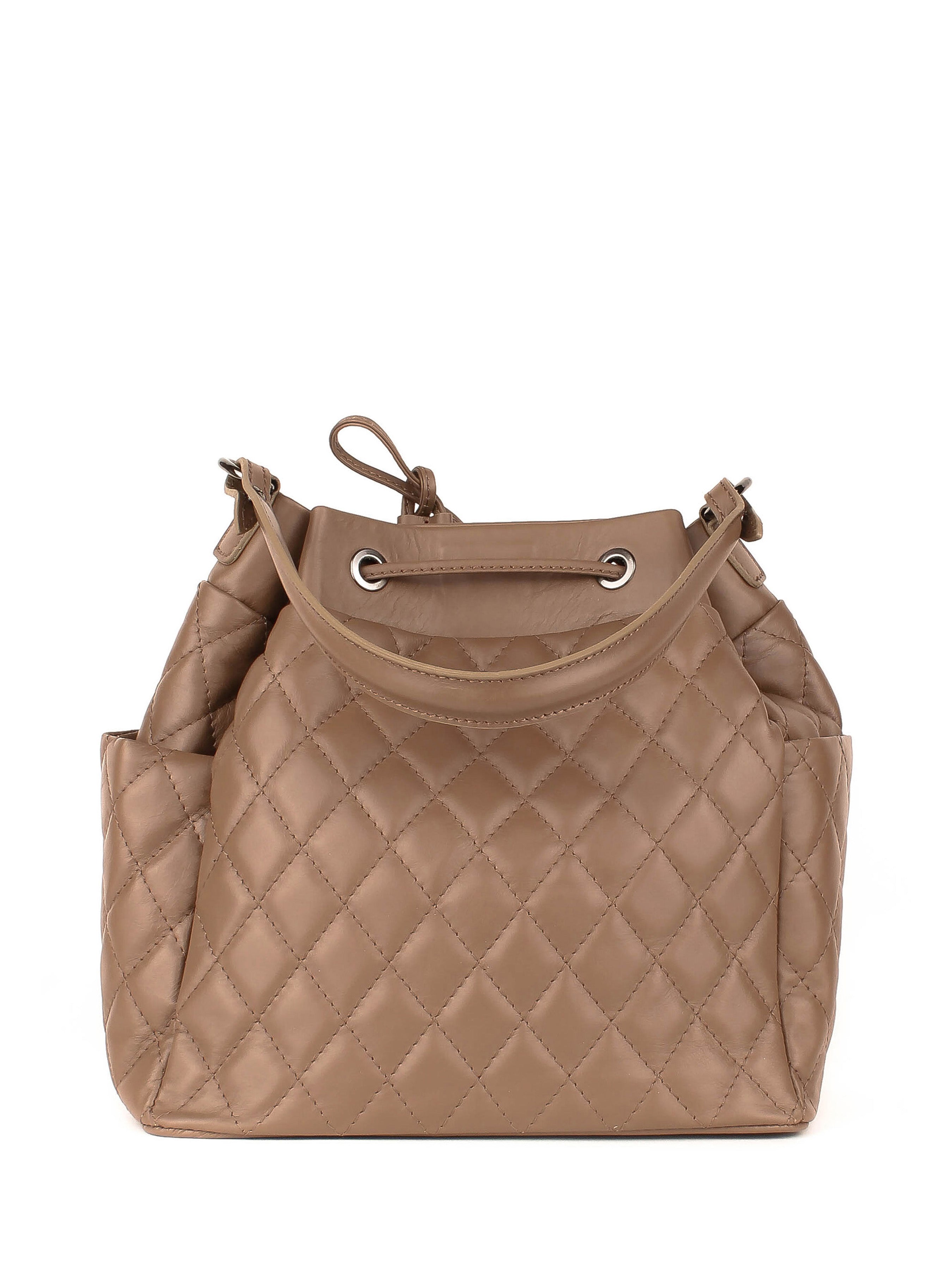 Bolso de hombro de piel italiana Gris, Marrón 3060-104-37