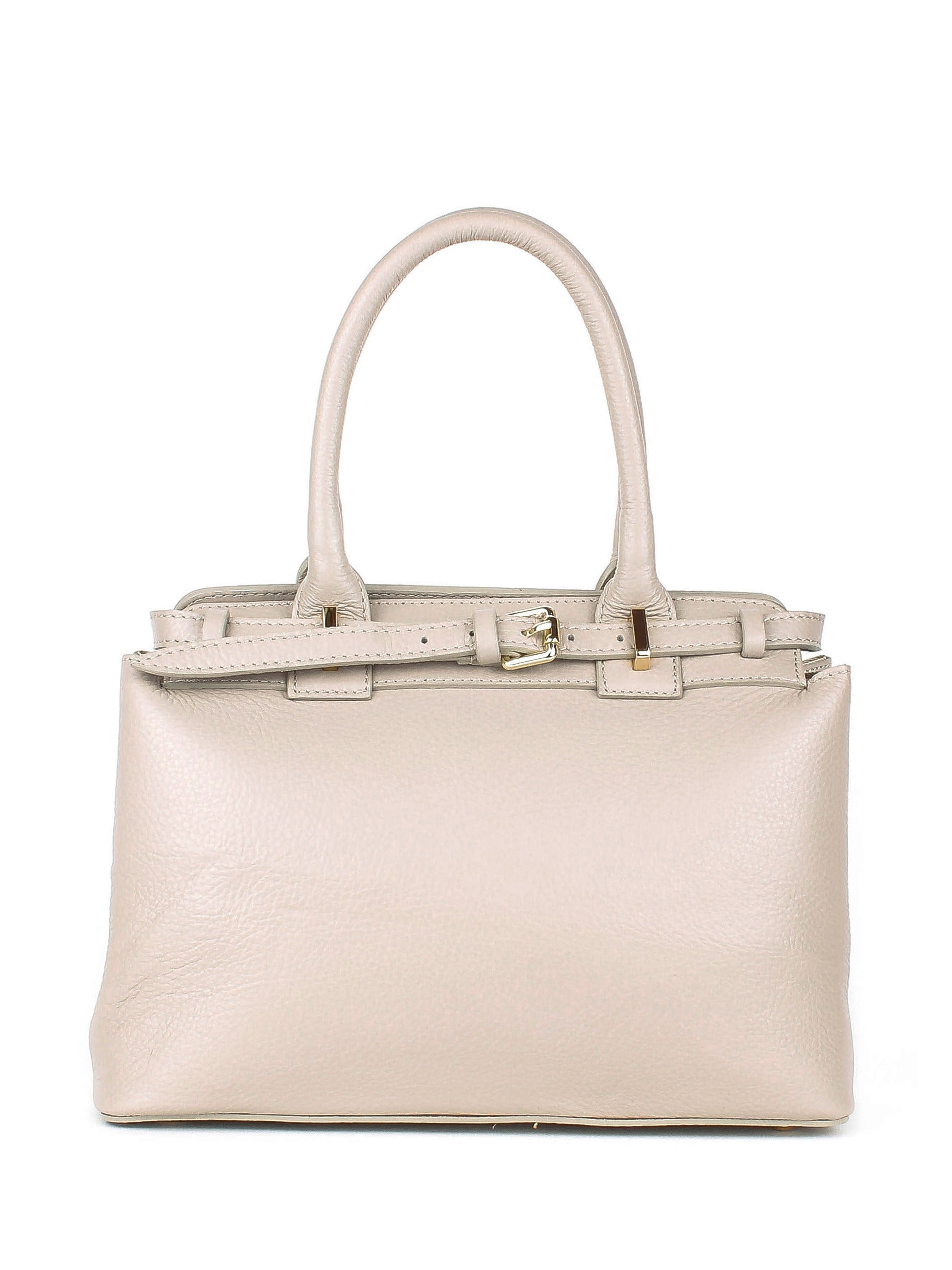 Bolso de mano de piel italiana Beige 6846-11-32