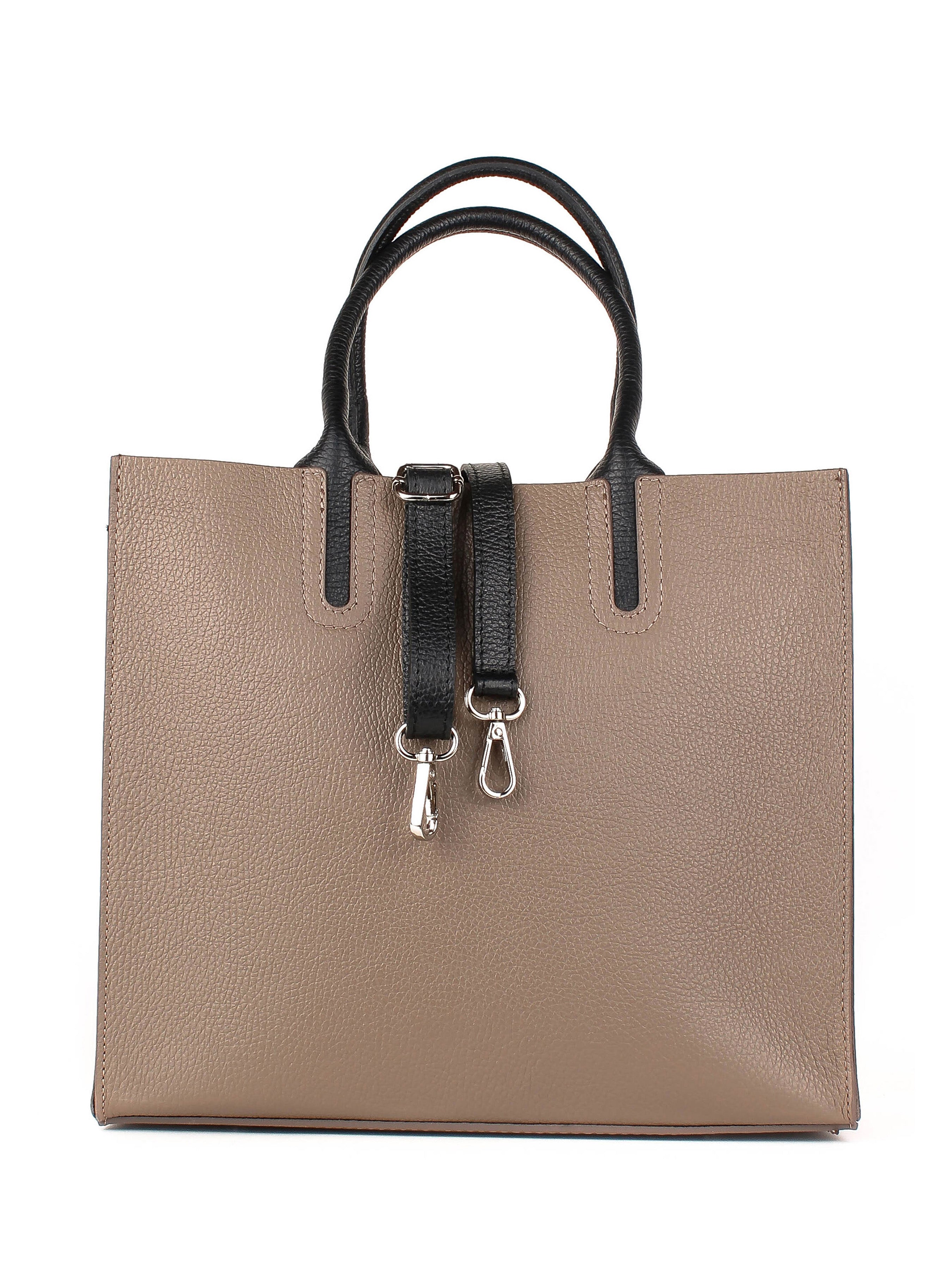 Bolso Tote de piel italiana Gris, Marrón 2755-104-32