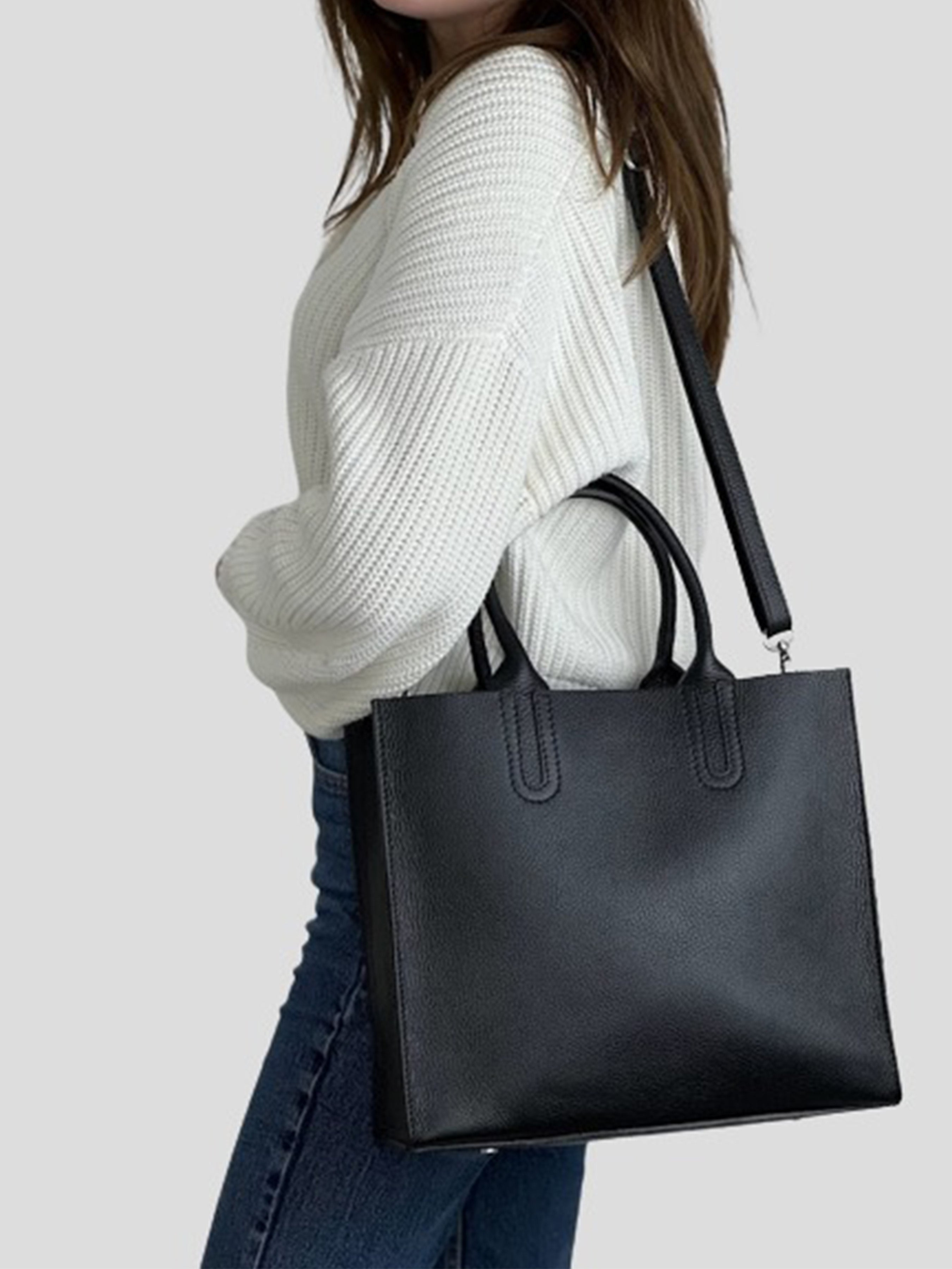 Bolso Tote de piel italiana Negro 2755-05-32