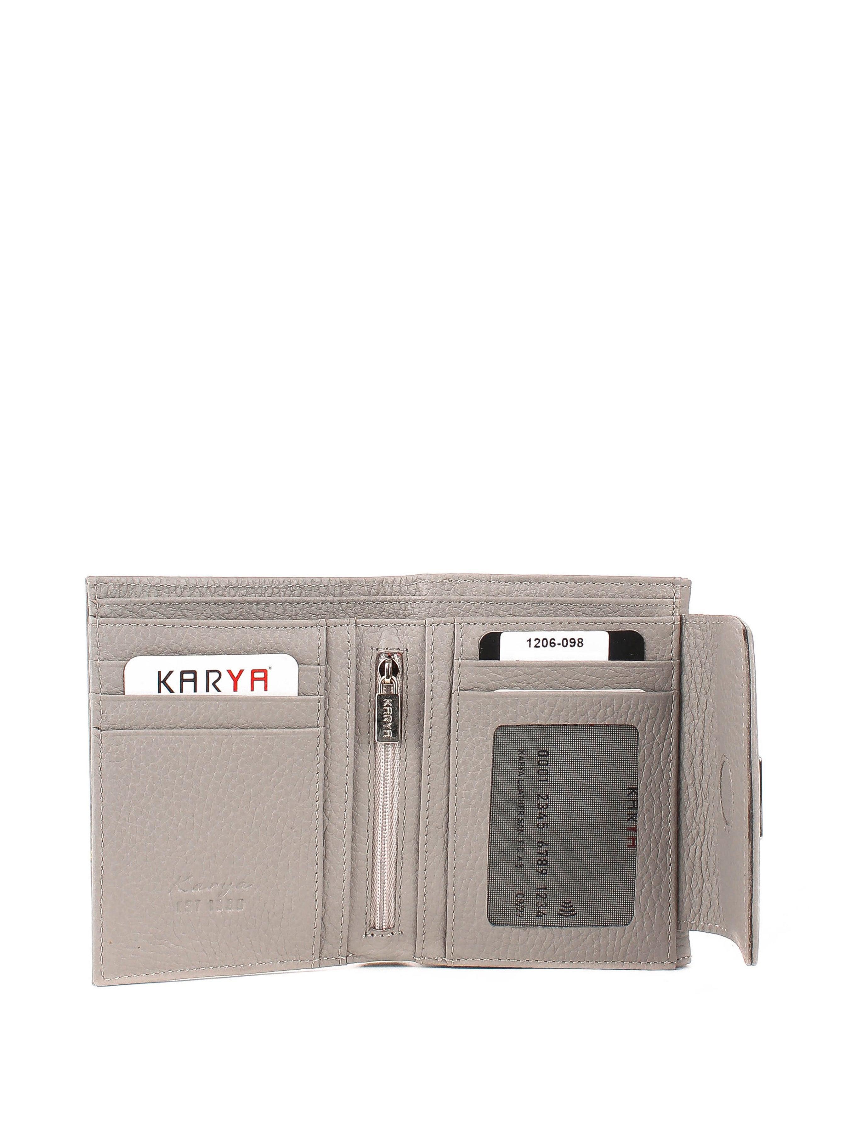 Cartera de piel italiana Gris 1206-098