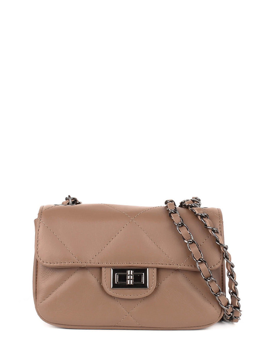 Bandolera de piel italiana Gris, Marrón 1293-104-37