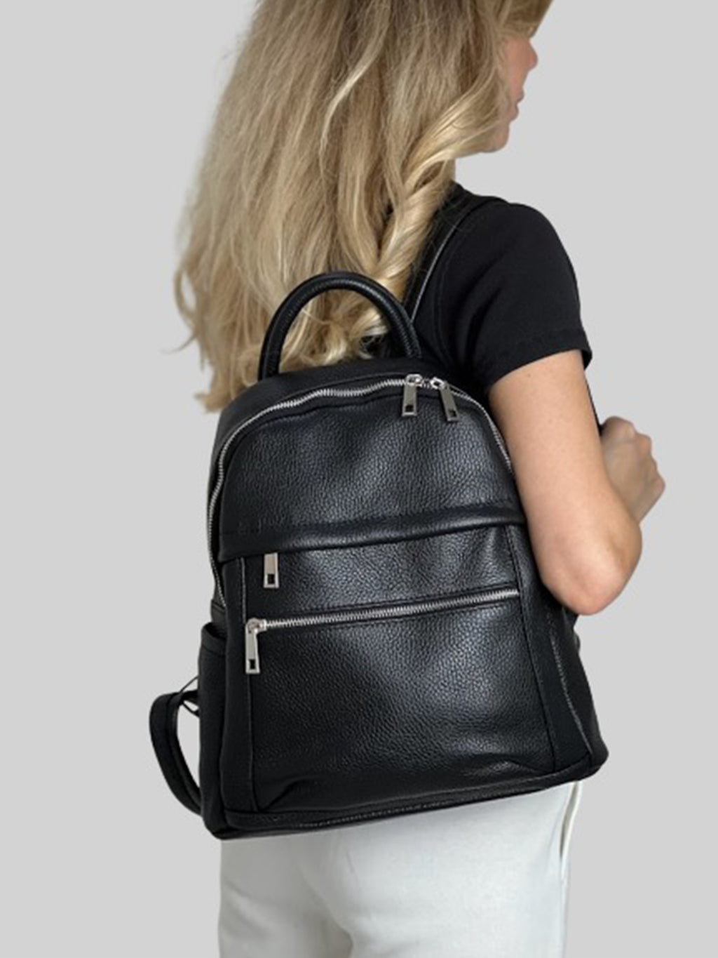 Mochila de piel italiana Negro 1299-05-32