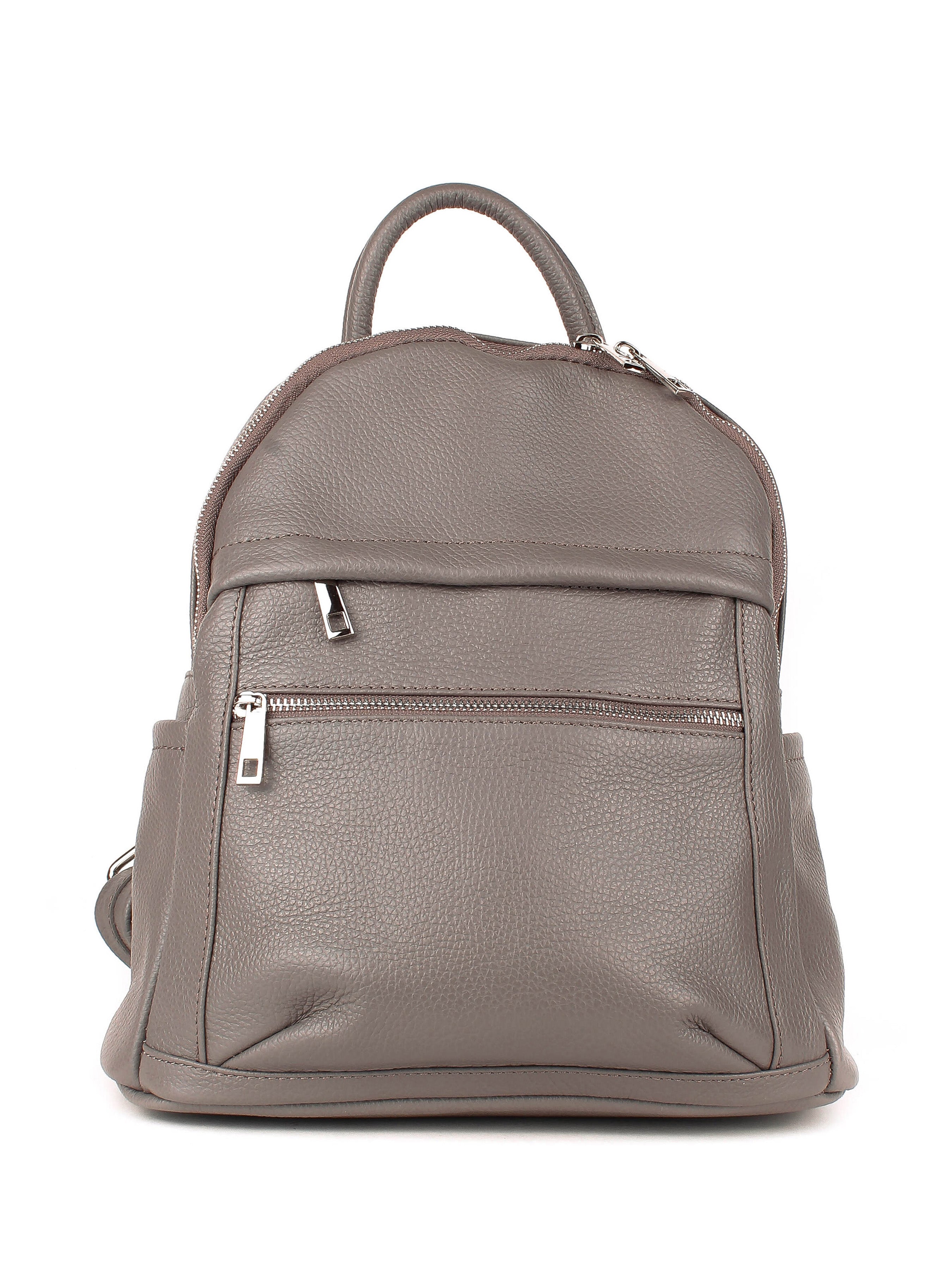 Mochila de piel italiana Gris, Beige 1299-98-32