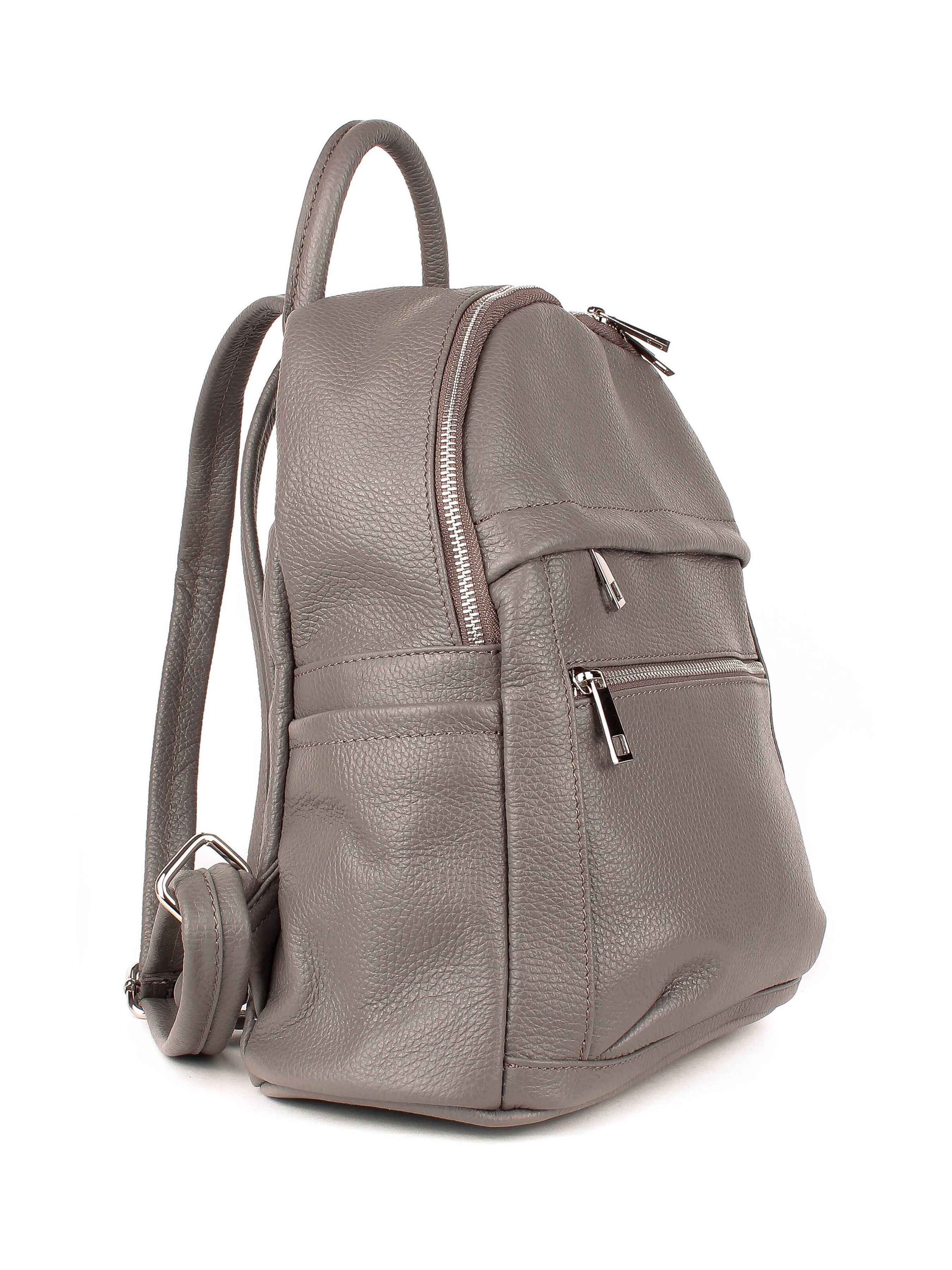 Mochila de piel italiana Gris, Beige 1299-98-32