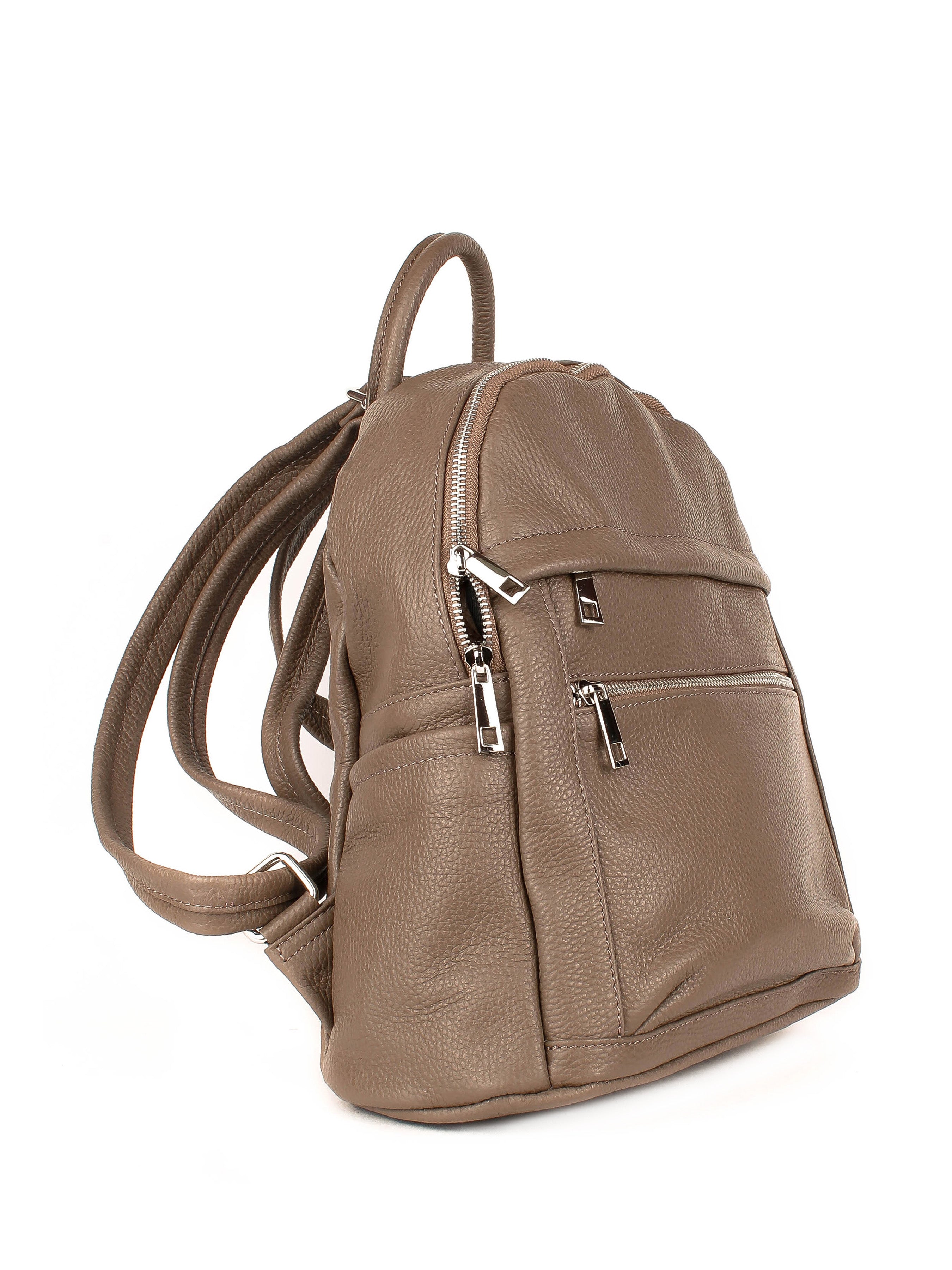 Mochila de piel italiana Gris, Marrón 1299-104-32