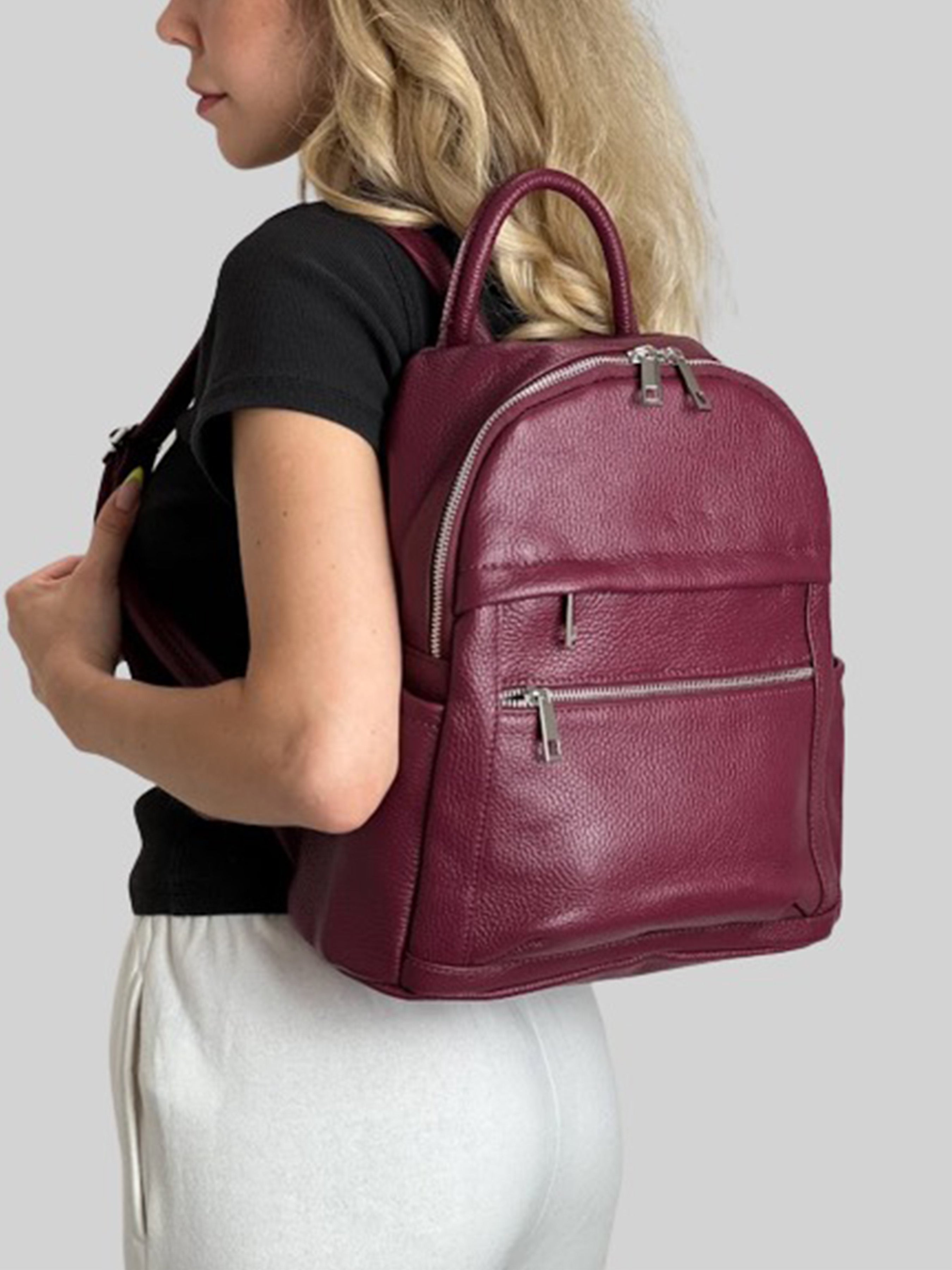 Mochila de piel italiana Borgoña 1299-103-32