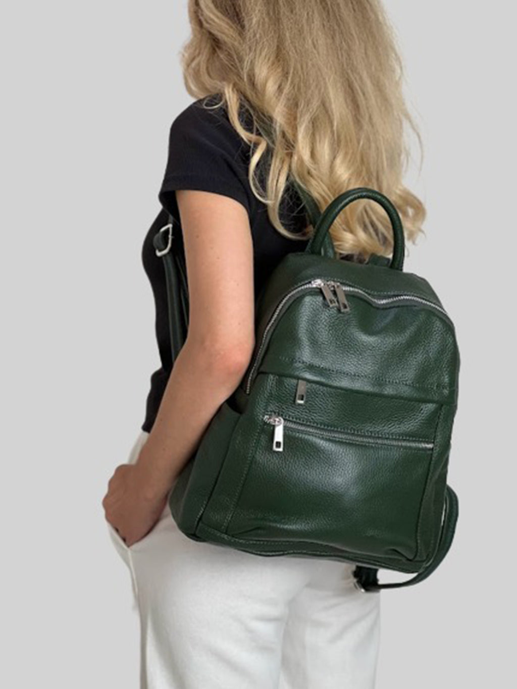Mochila de piel italiana Verde 1299-64-32