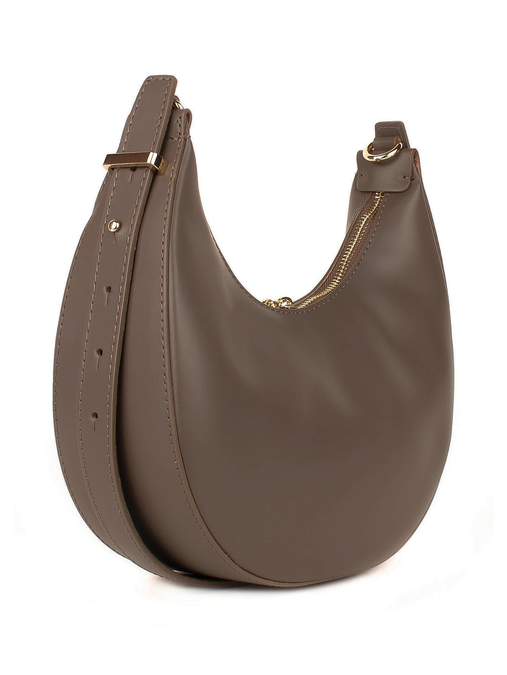 Bolso de hombro de piel italiana Gris, Marrón 3350-104-31