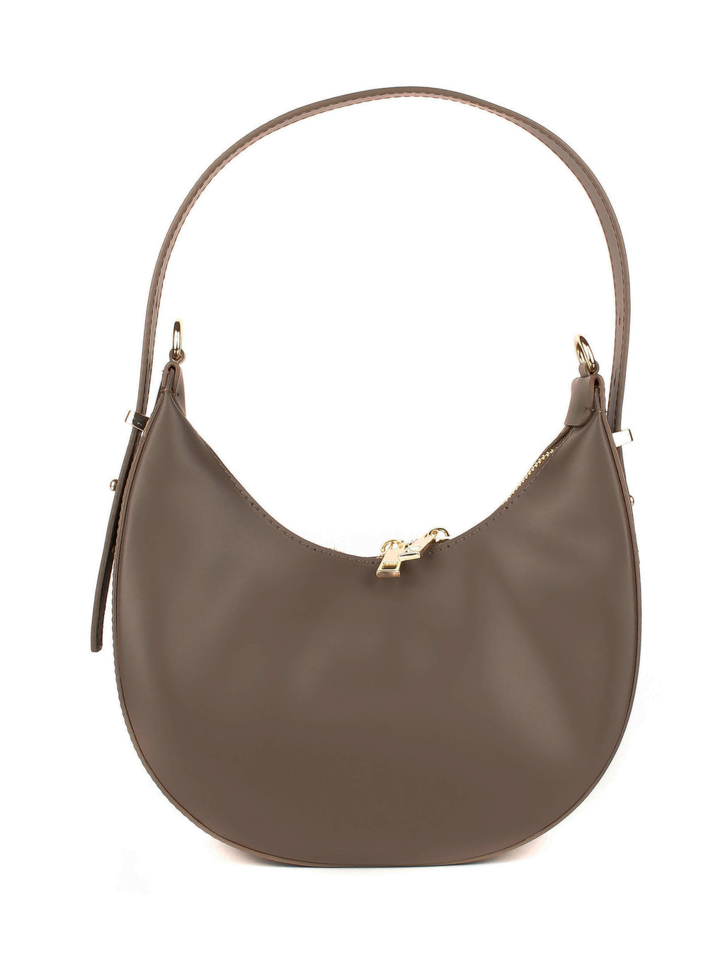 Bolso de hombro de piel italiana Gris, Marrón 3350-104-31