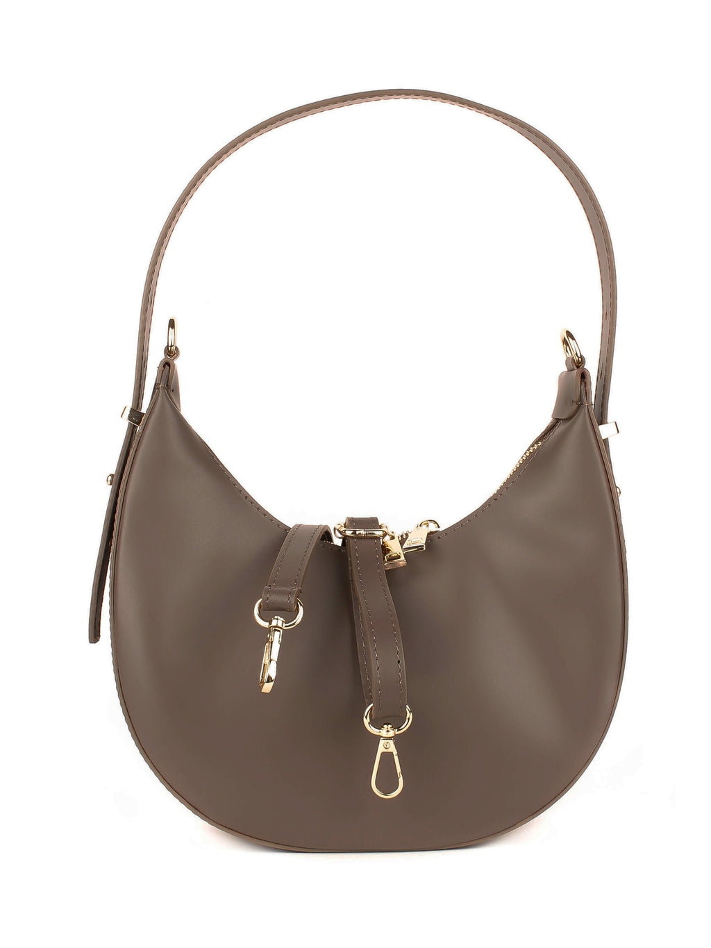 Bolso de hombro de piel italiana Gris, Marrón 3350-104-31