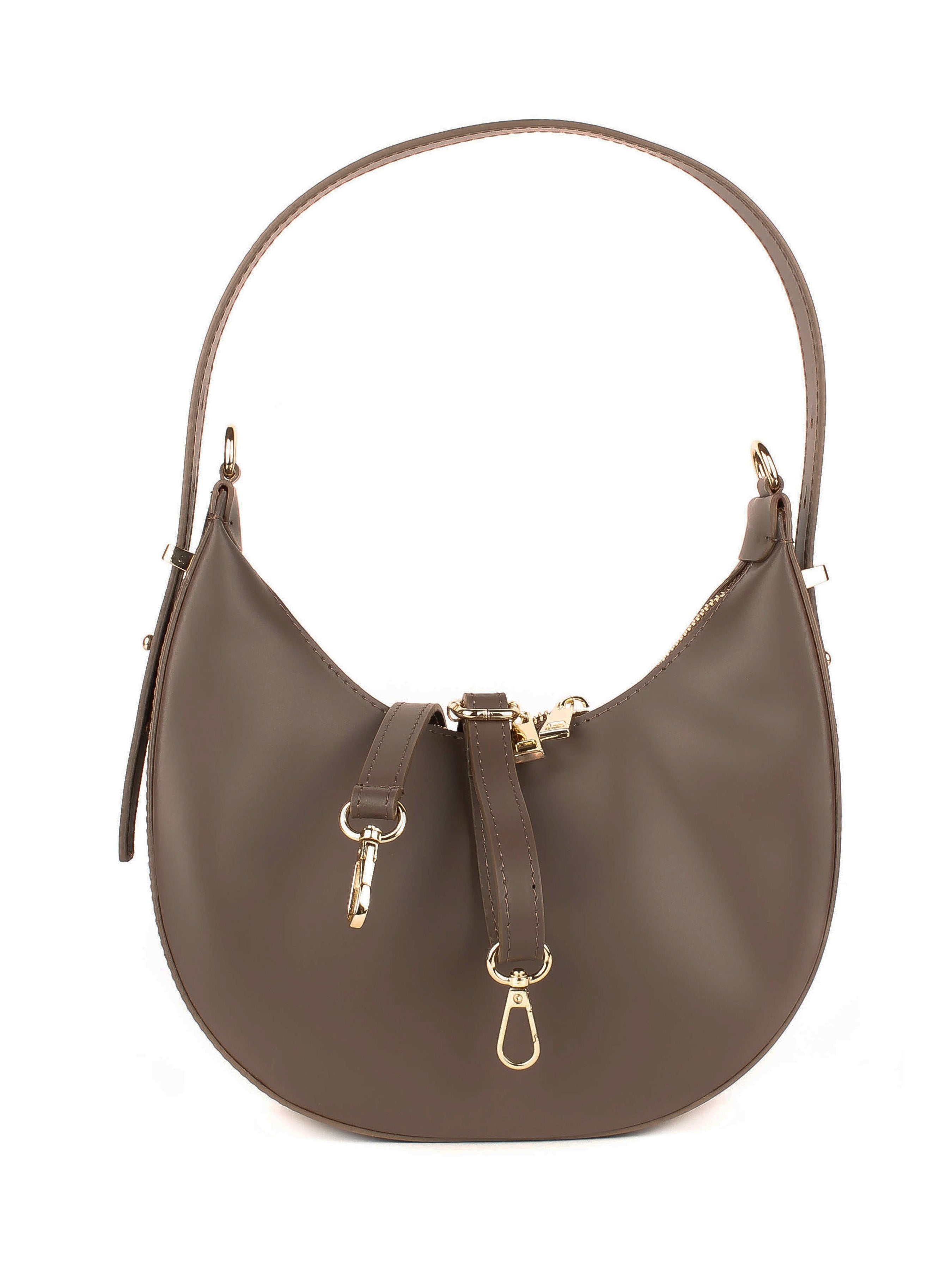 Bolso de hombro de piel italiana Gris, Marrón 3350-104-31