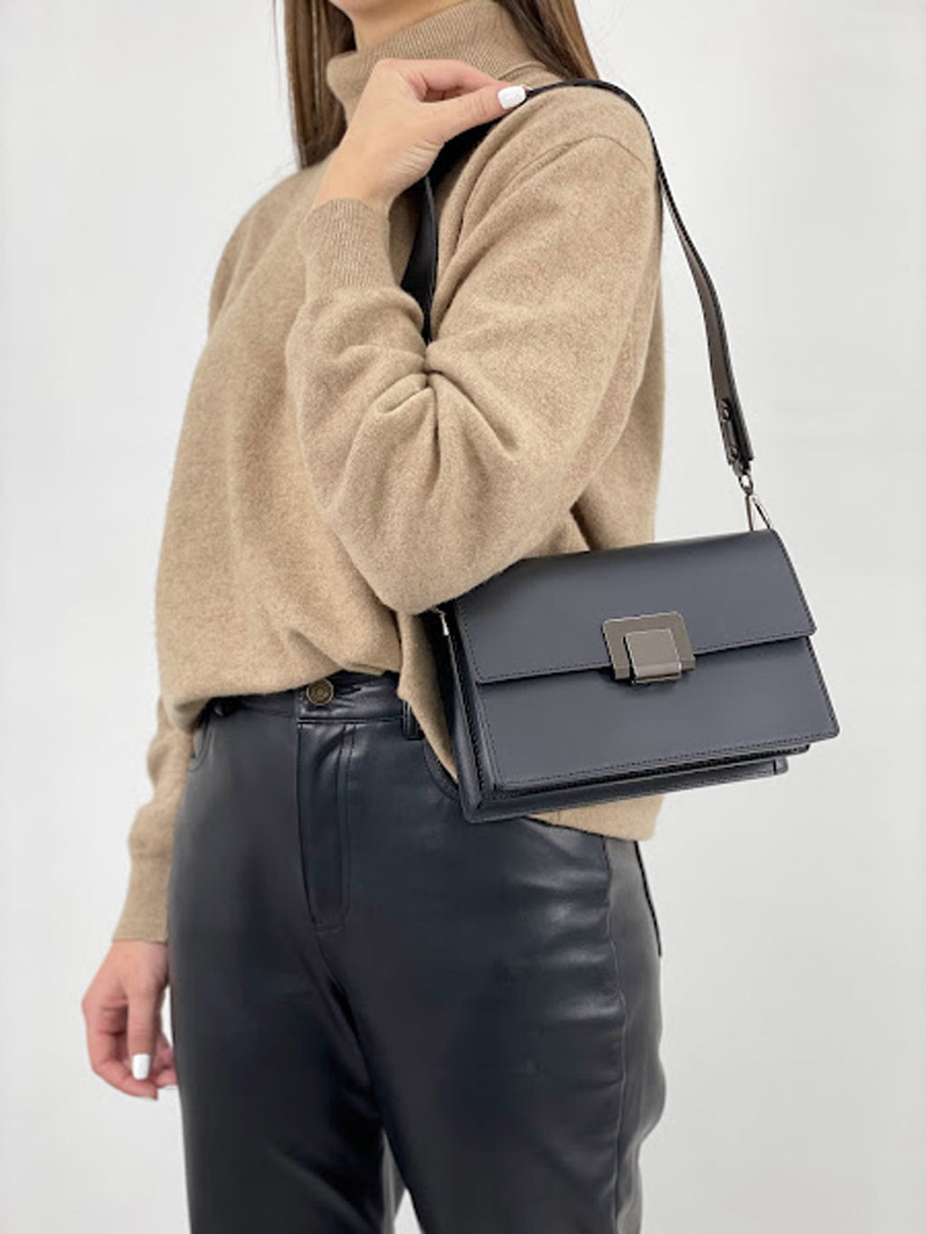 Bandolera de piel italiana Negro 4701-05-31