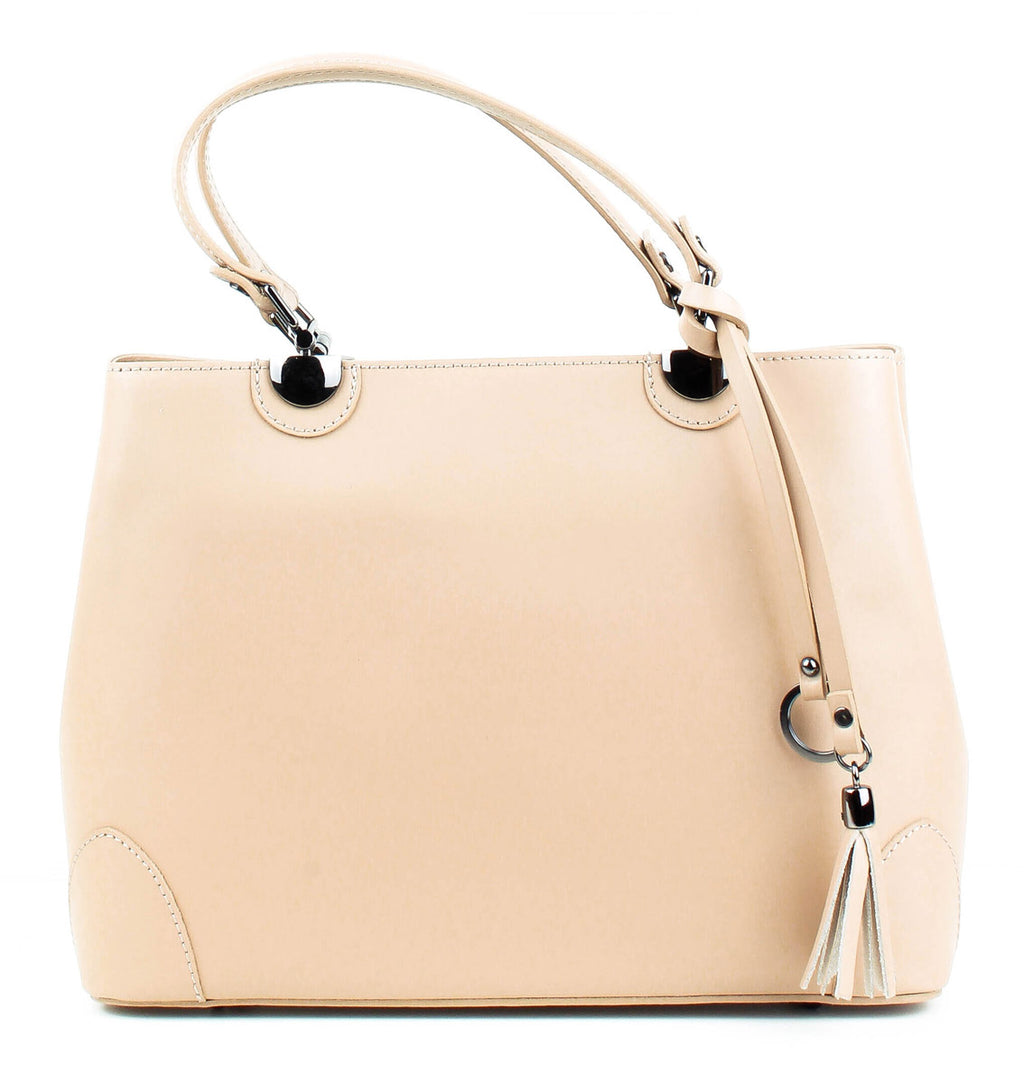 Bolso Tote de piel italiana Fiori Beige