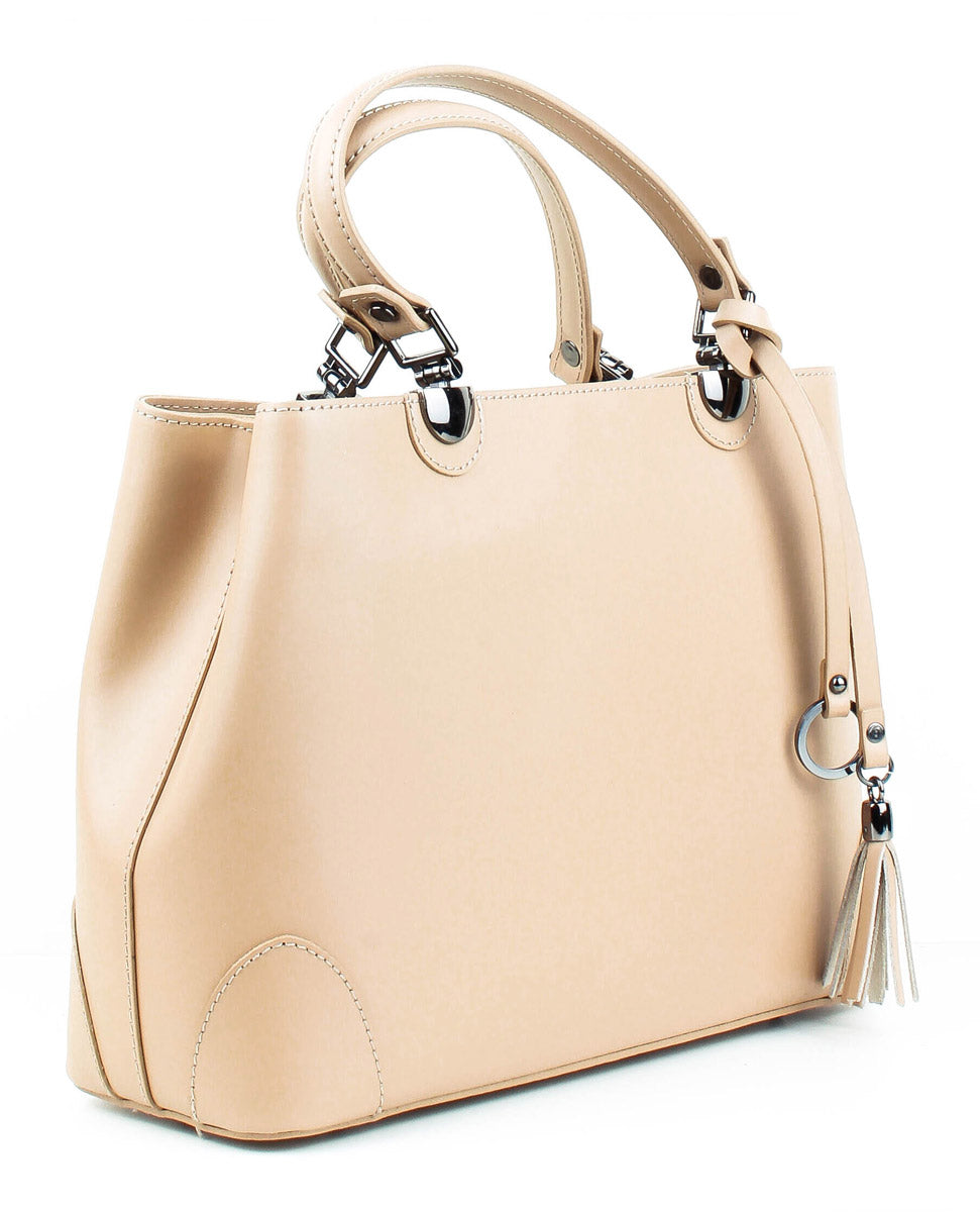 Bolso Tote de piel italiana Fiori Beige