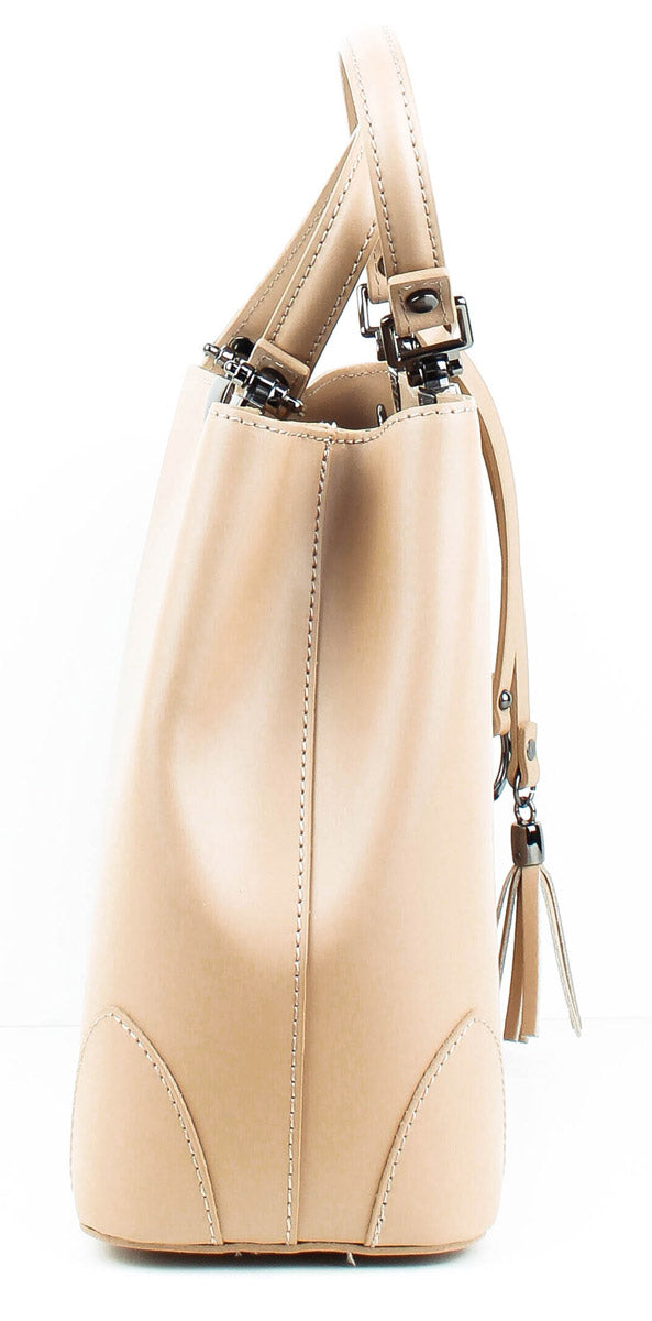 Bolso Tote de piel italiana Fiori Beige