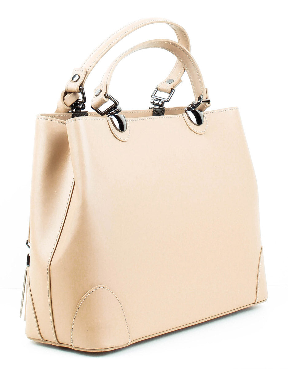 Bolso Tote de piel italiana Fiori Beige
