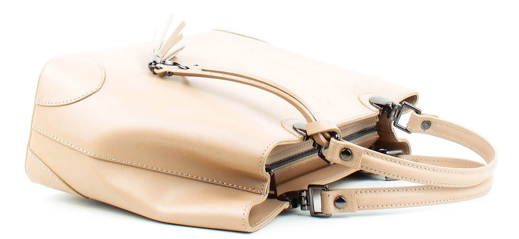 Bolso Tote de piel italiana Fiori Beige