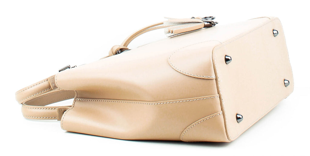 Bolso Tote de piel italiana Fiori Beige