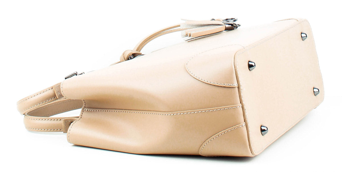 Bolso Tote de piel italiana Fiori Beige