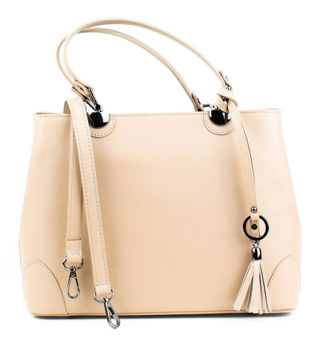 Bolso Tote de piel italiana Fiori Beige