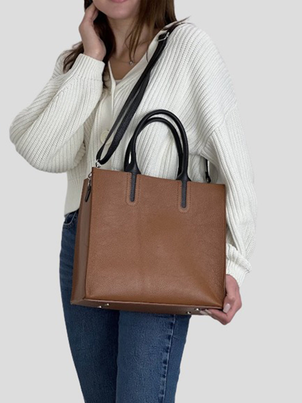 Bolso Tote de piel italiana Rojo 2755-45-32