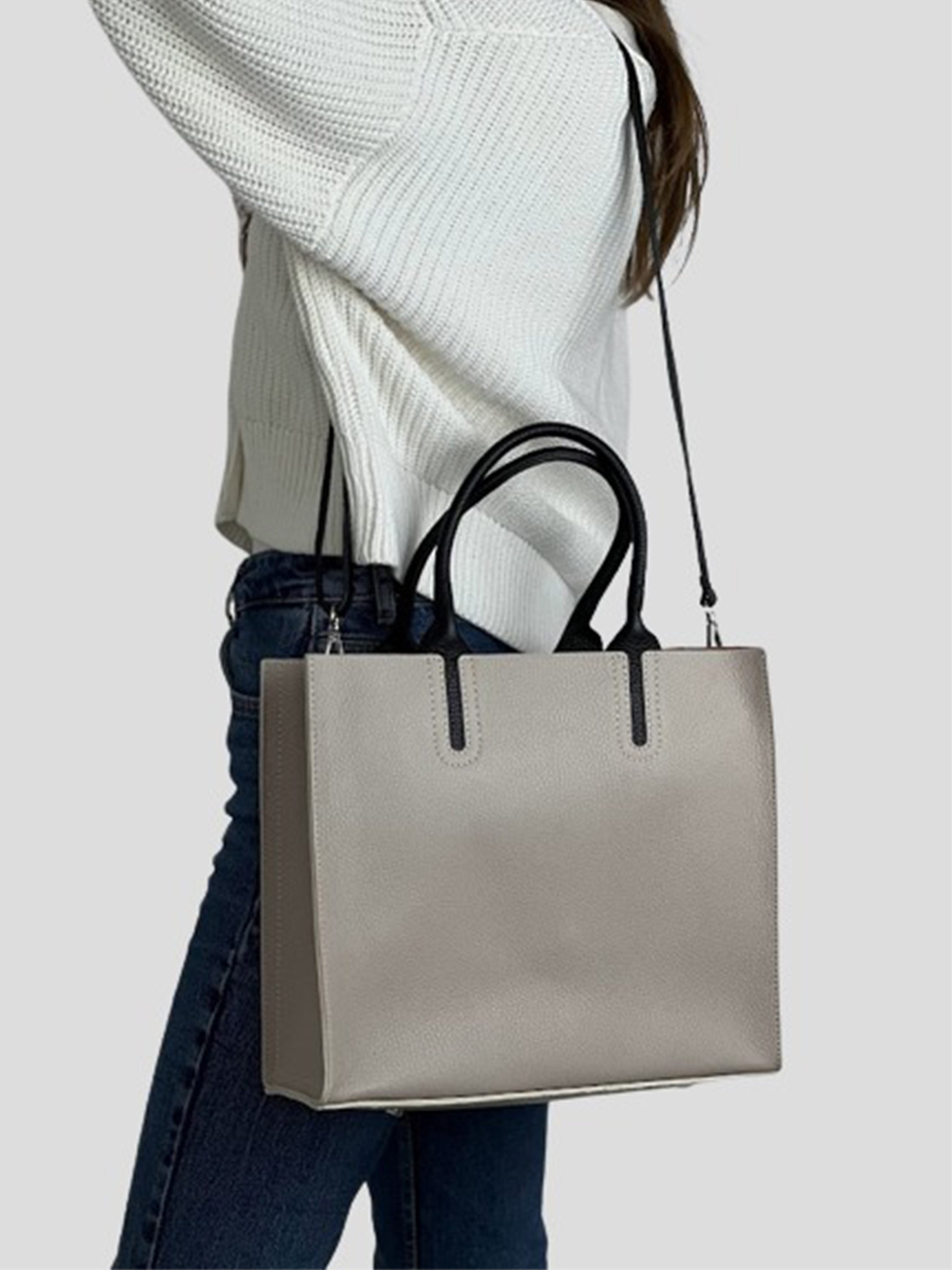 Bolso Tote de piel italiana Beige 2755-11-32