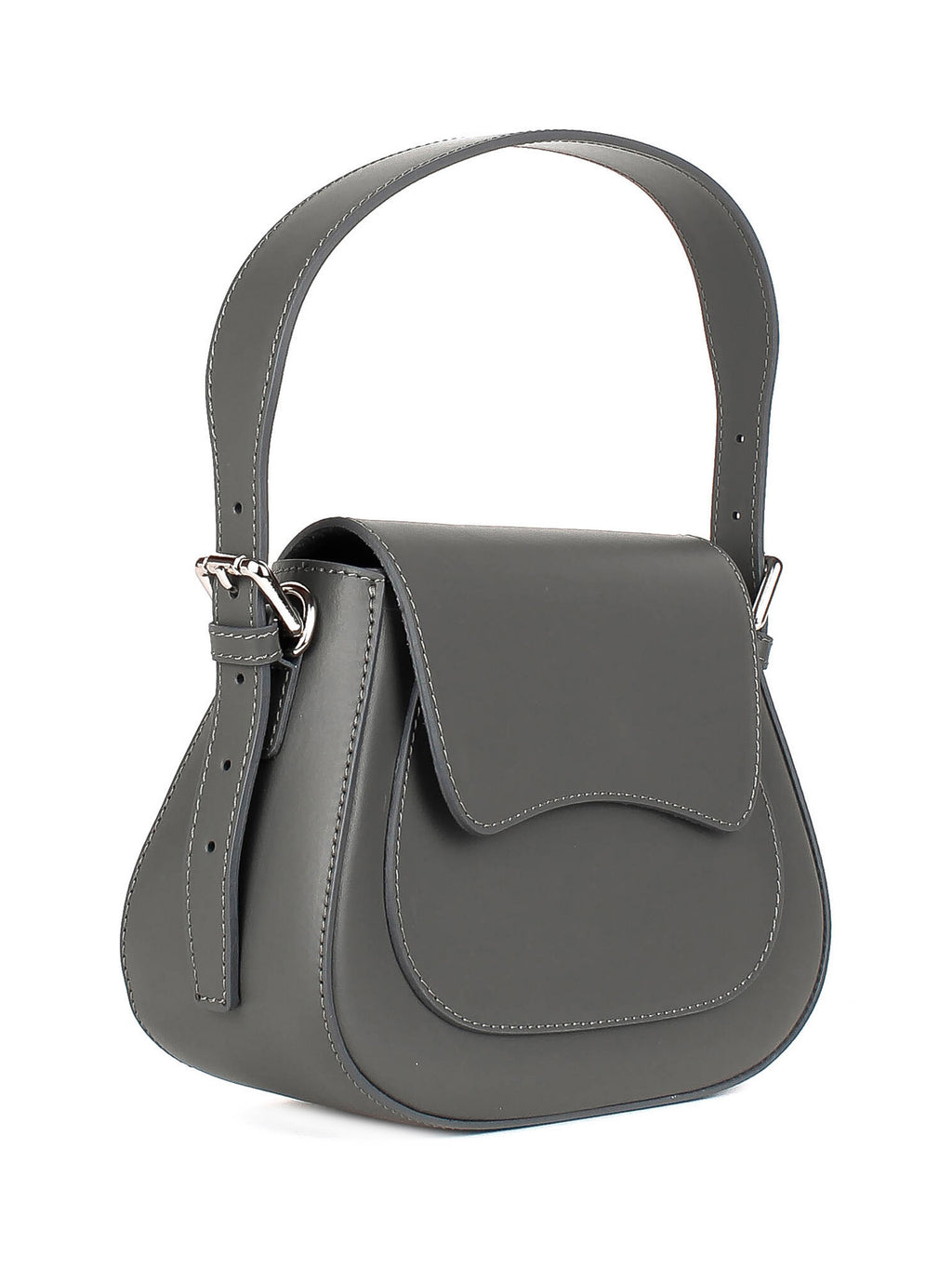 Bolso de hombro de piel italiana Gris 3773-27-31
