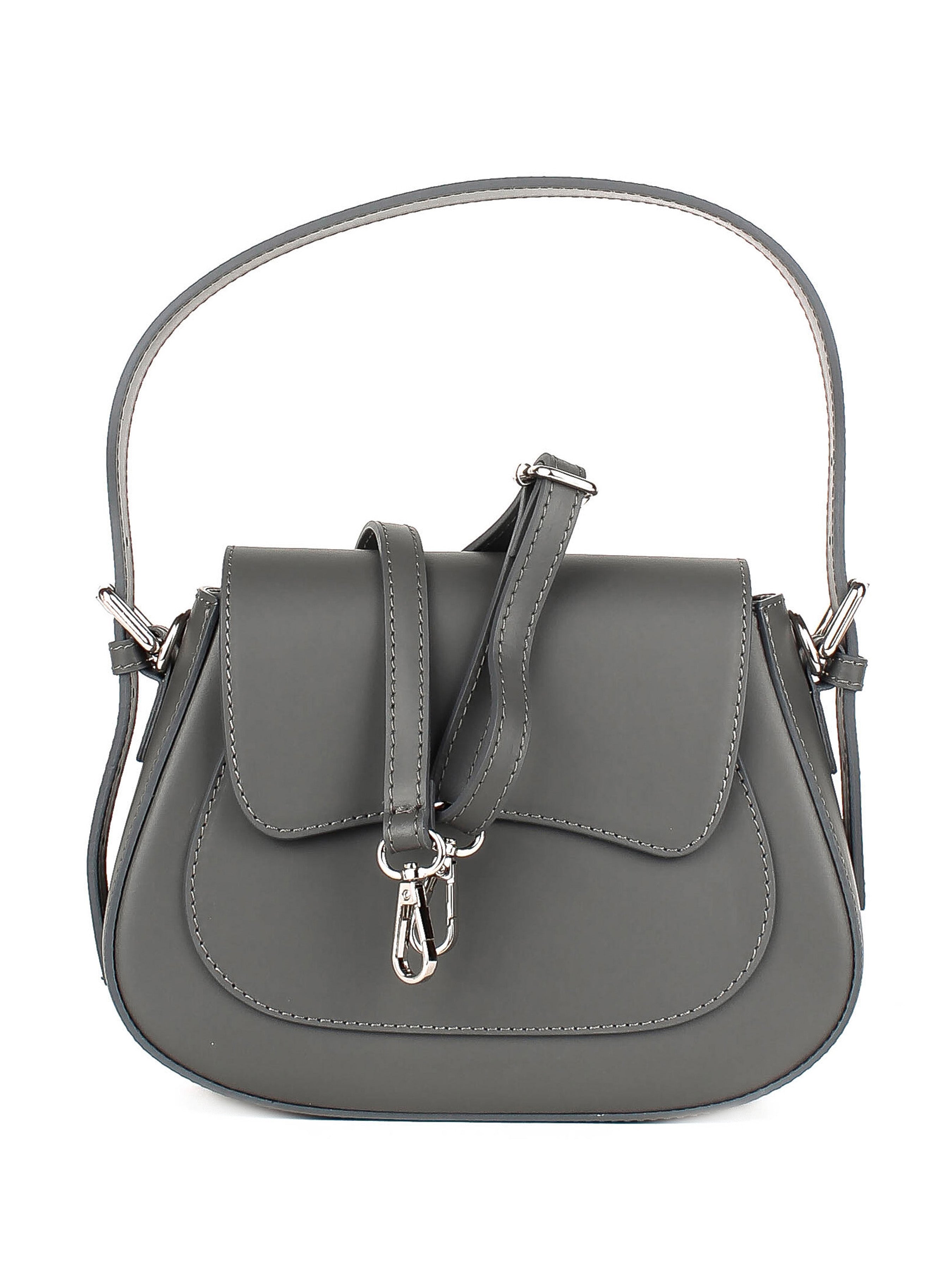 Bolso de hombro de piel italiana Gris 3773-27-31