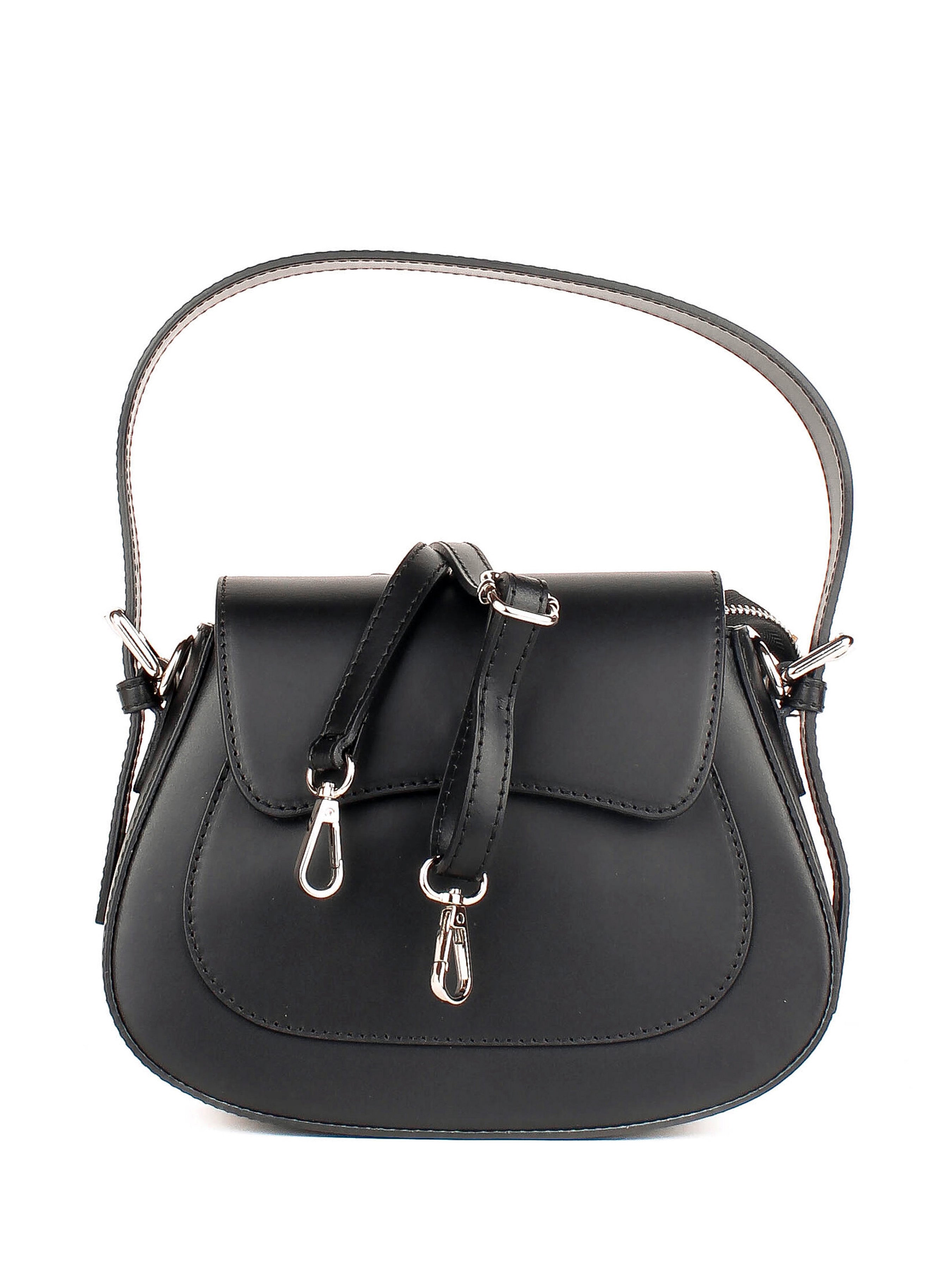 Bolso de hombro de piel italiana Negro 3773-05-31