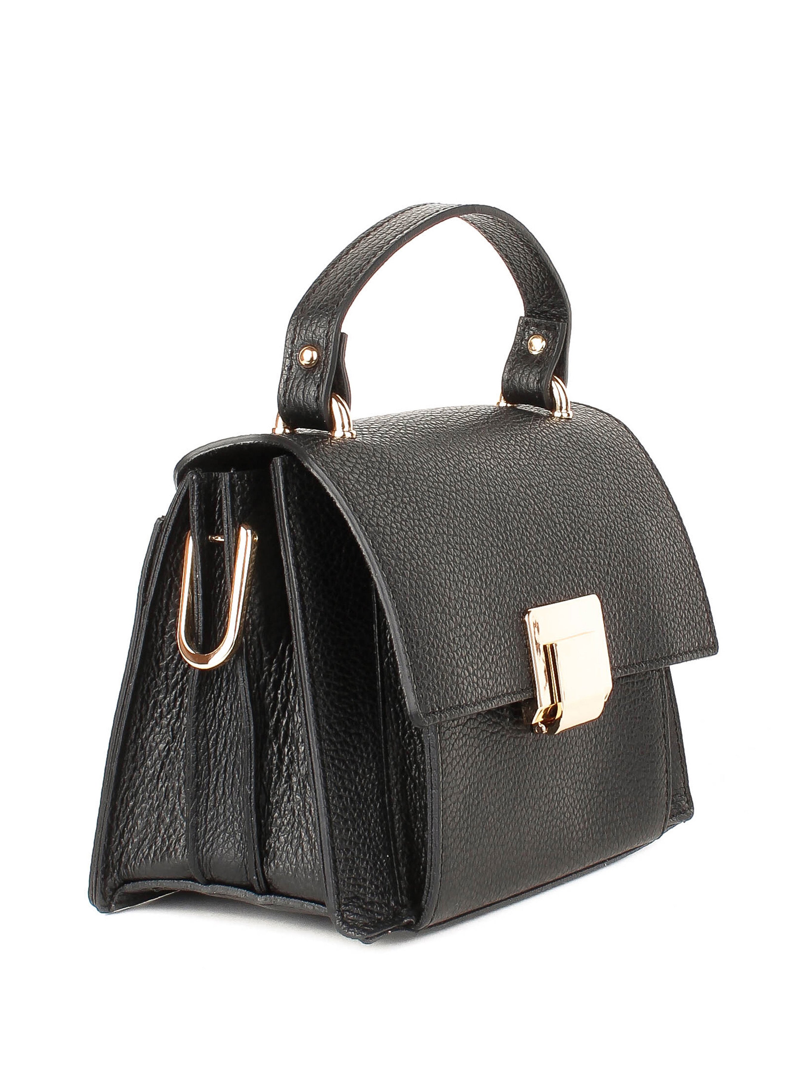 Bolso de mano de piel italiana Negro 2808-05-32