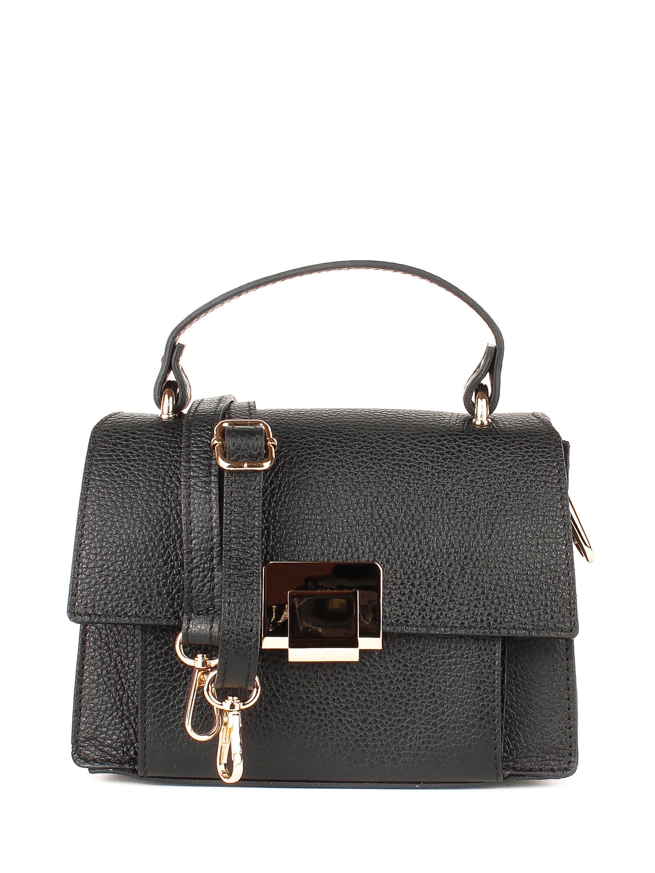 Bolso de mano de piel italiana Negro 2808-05-32