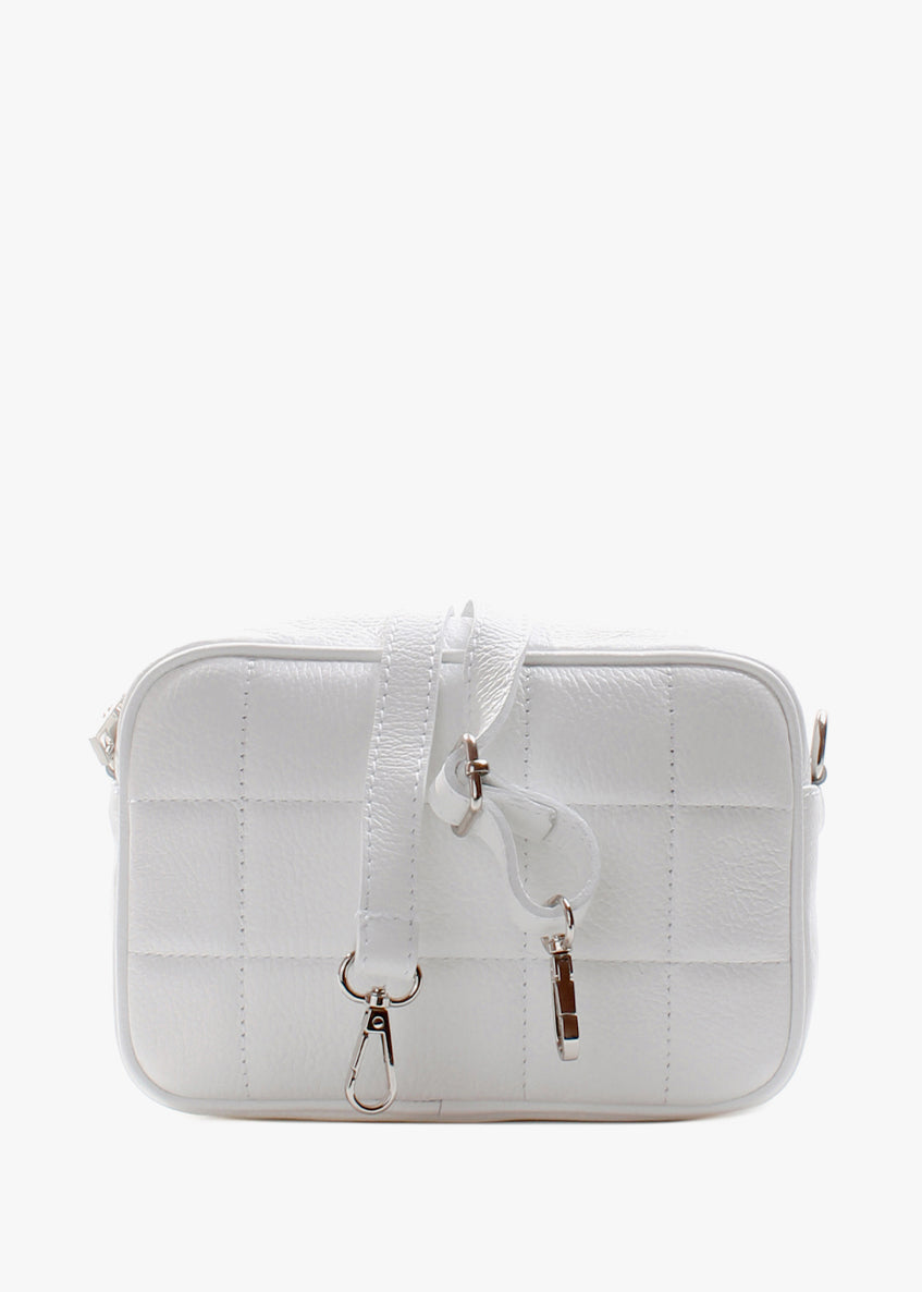 Bandolera de piel italiana Blanco 2843-16-37