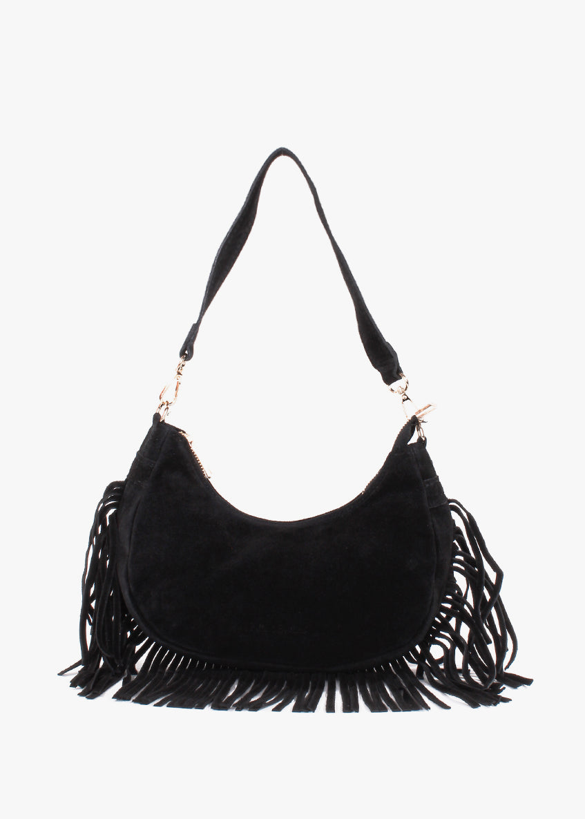 Bolso de hombro de piel italiana Negro 3425-05-38