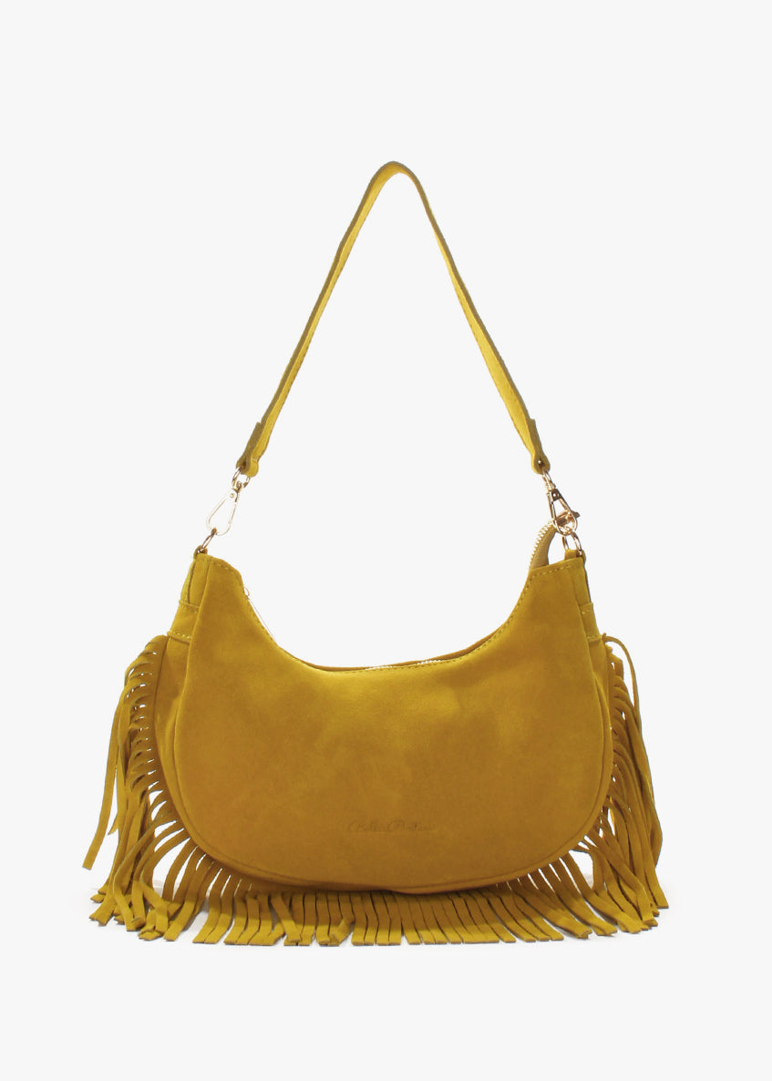 Bolso de hombro de piel italiana Amarillo 3425-55-38