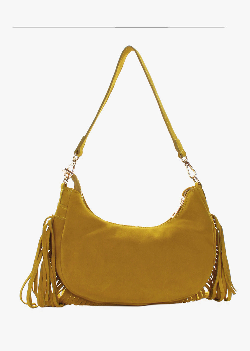 Bolso de hombro de piel italiana Amarillo 3425-55-38