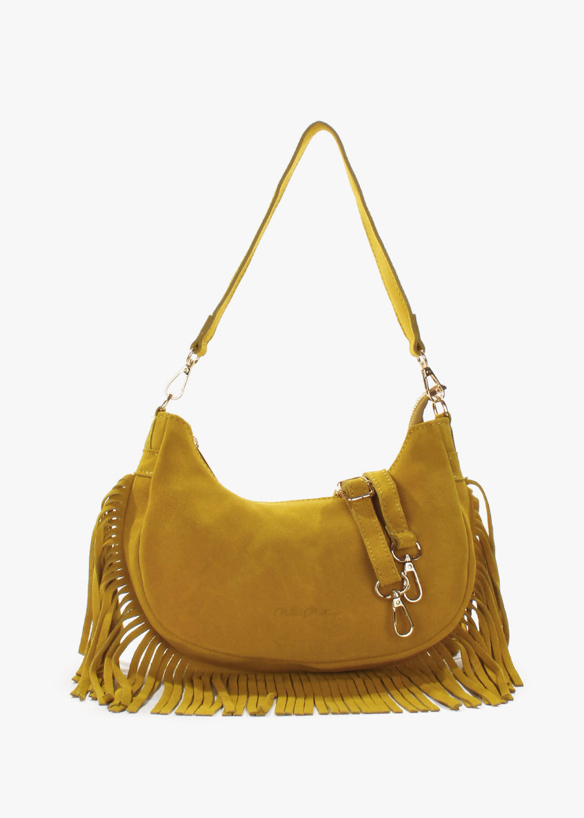 Bolso de hombro de piel italiana Amarillo 3425-55-38
