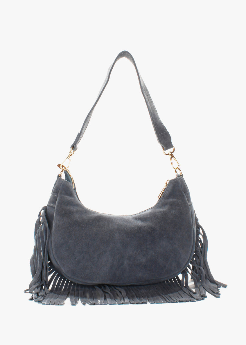 Bolso de hombro de piel italiana Gris 3425-18-38