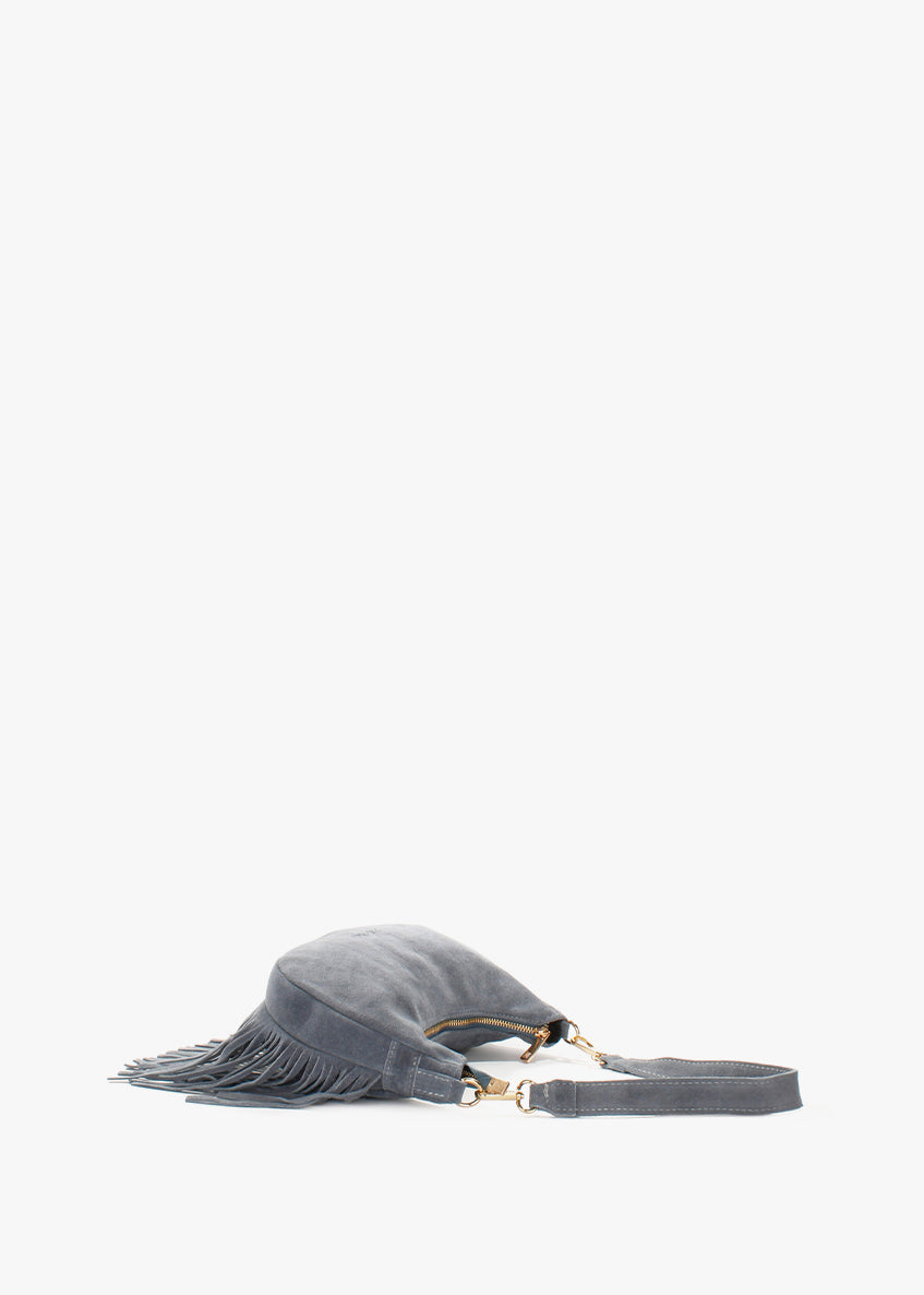 Bolso de hombro de piel italiana Gris 3425-18-38