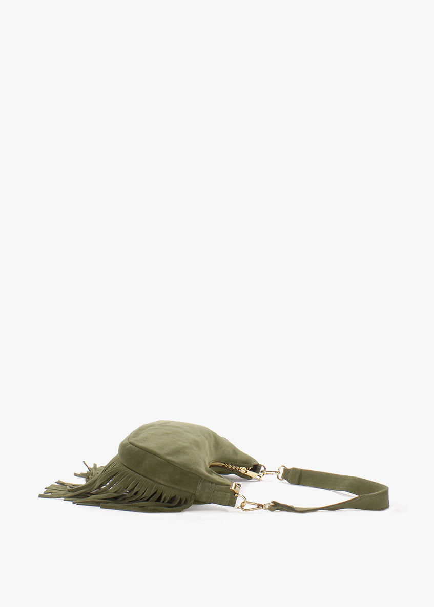 Bolso de hombro de piel italiana Verde 3425-24-38