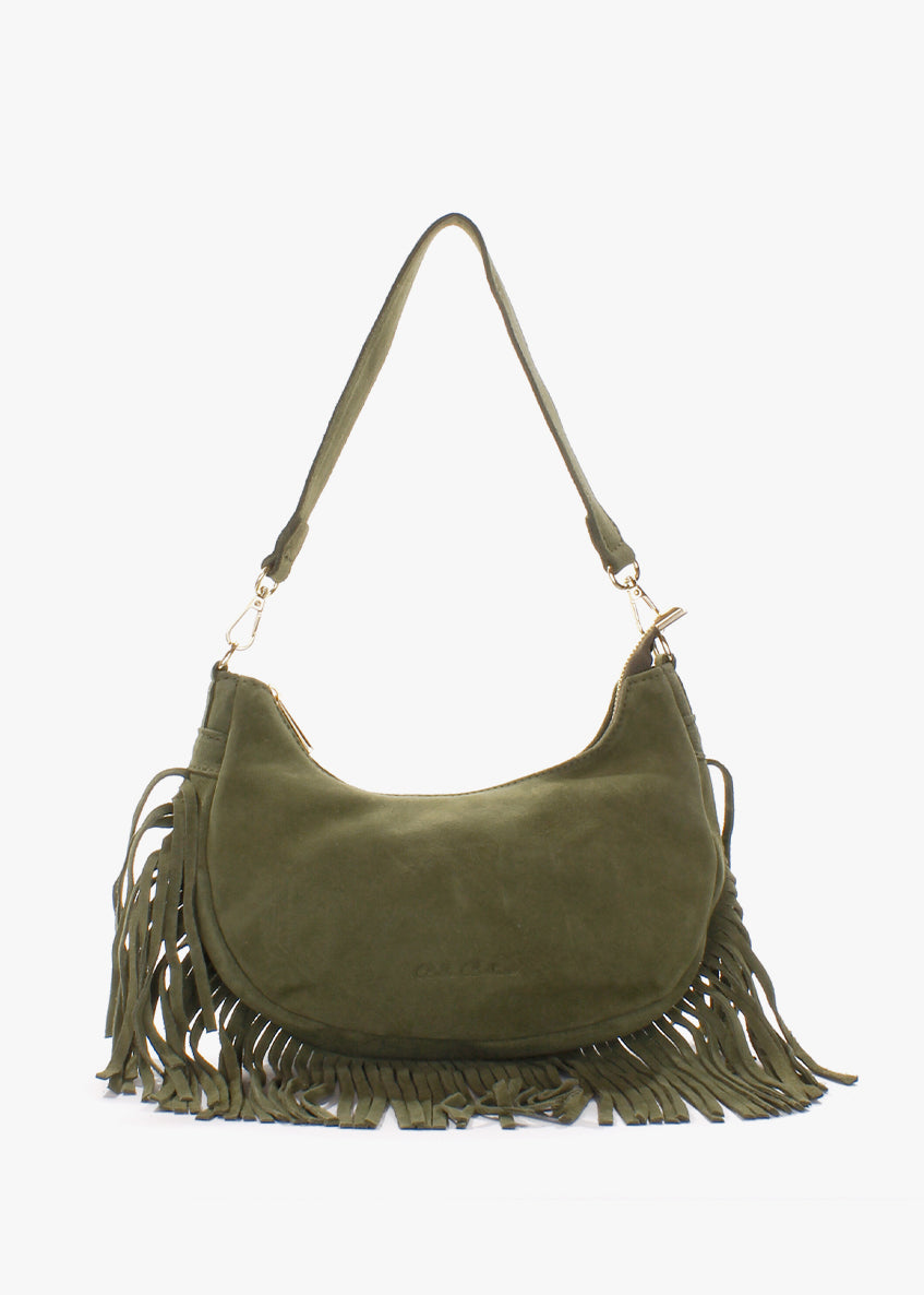 Bolso de hombro de piel italiana Verde 3425-24-38