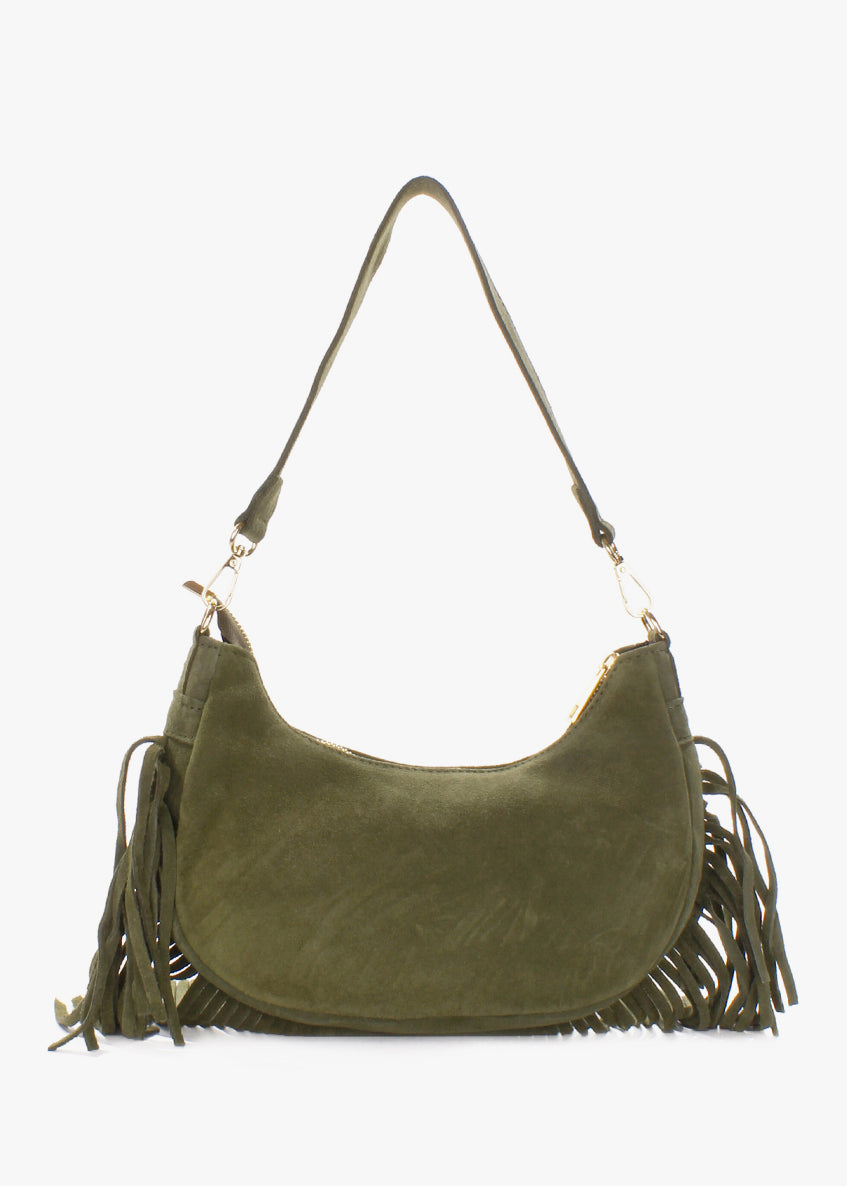 Bolso de hombro de piel italiana Verde 3425-24-38