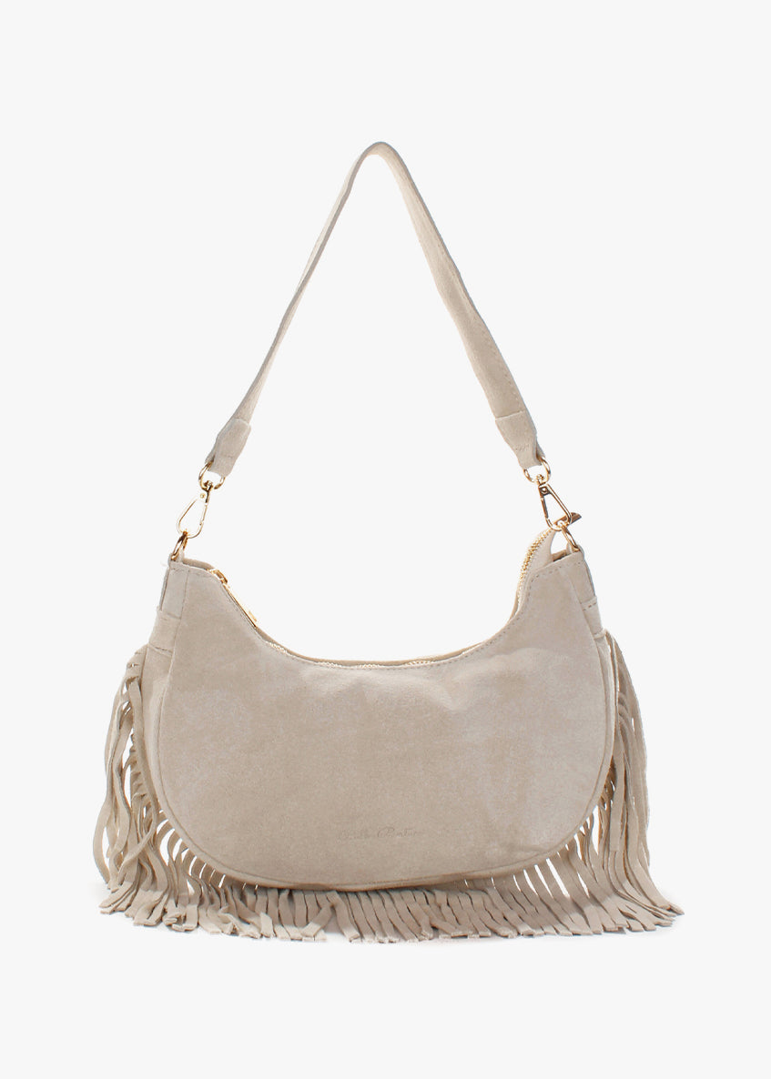 Bolso de hombro de piel italiana Beige 3425-11-38