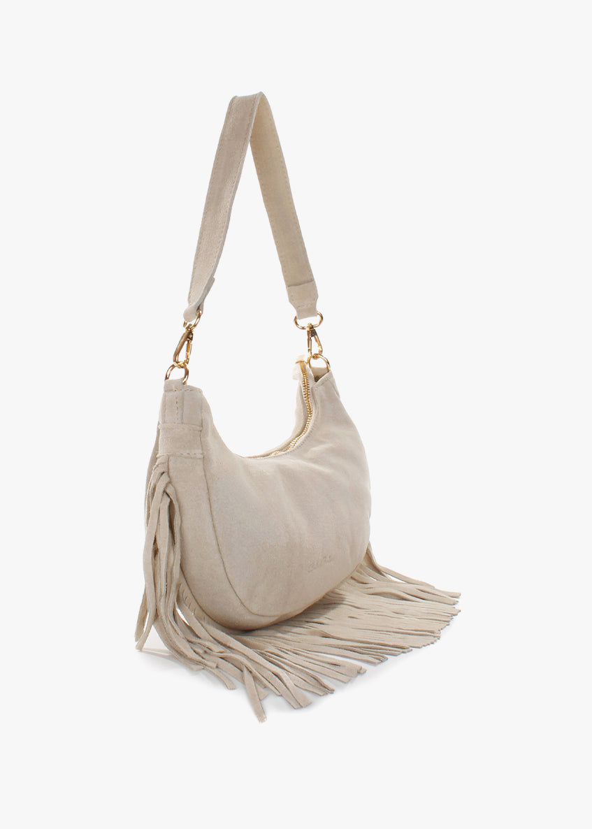 Bolso de hombro de piel italiana Beige 3425-11-38