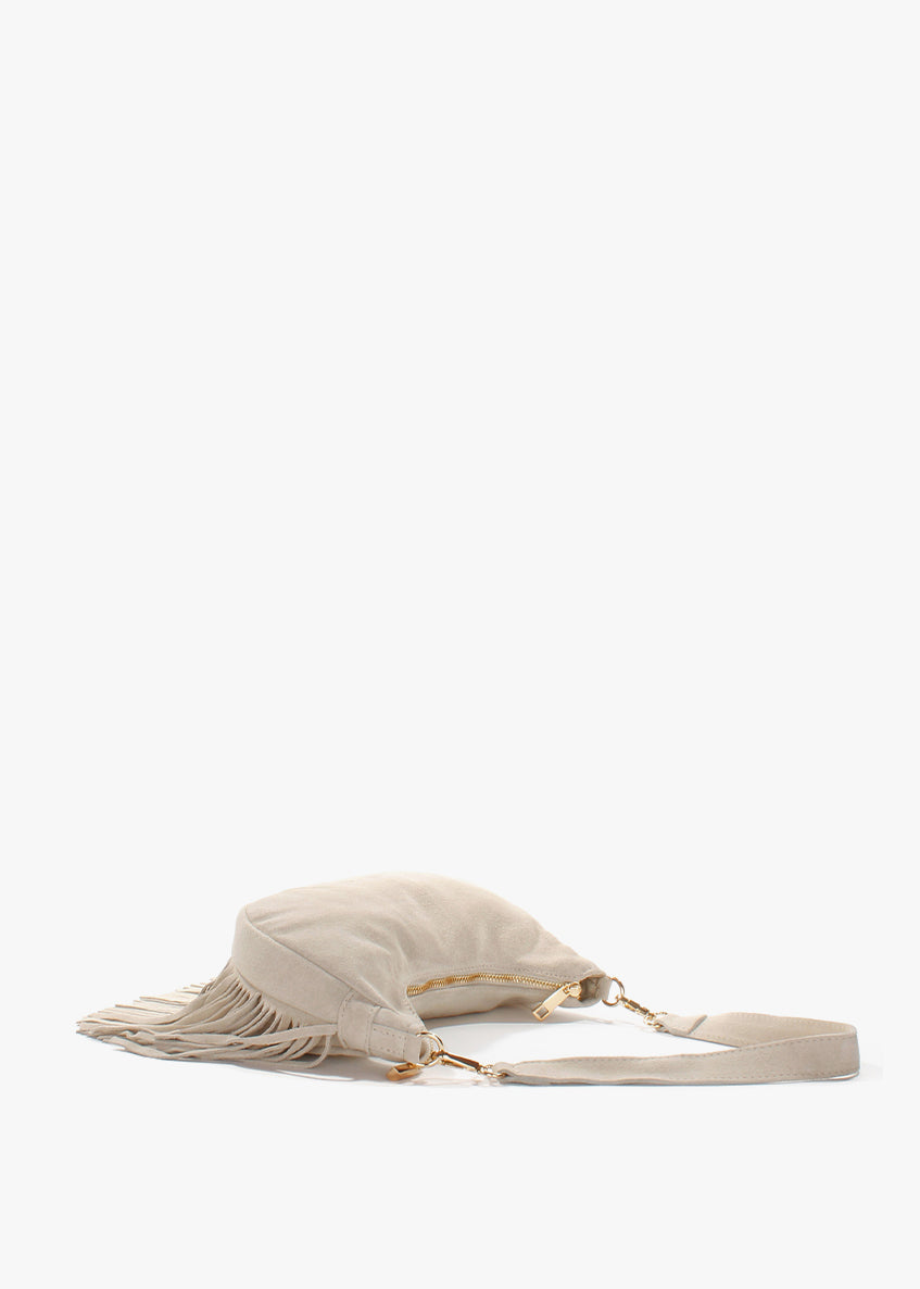 Bolso de hombro de piel italiana Beige 3425-11-38