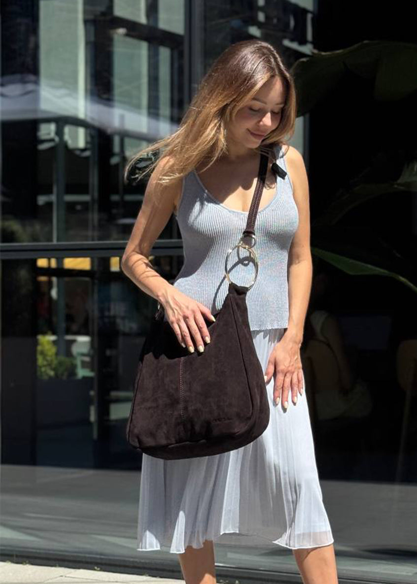 Bolso de mano de piel italiana Marrón 3219-06-38